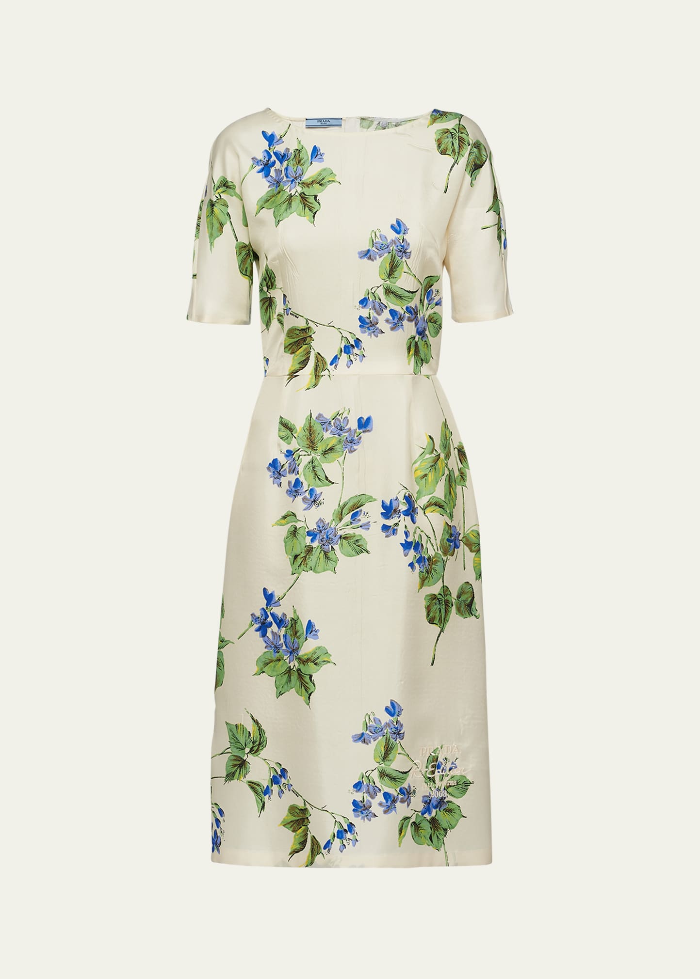 Viola Floral-Print Silk Short-Sleeve Midi Dress