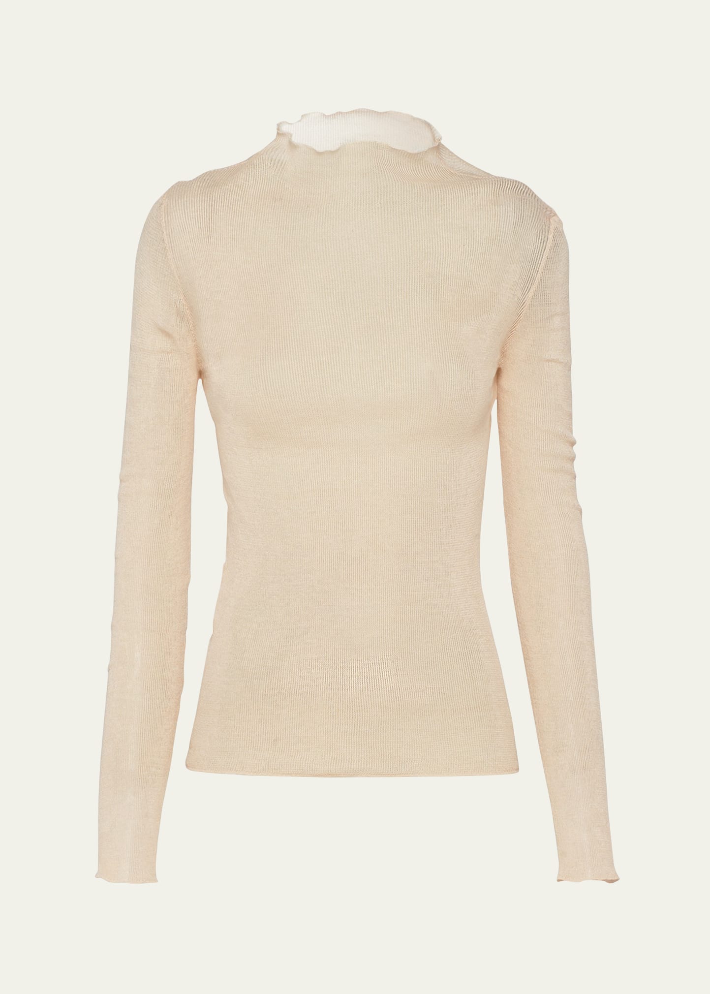 Prada Superfine Cotton Knit Mock-neck Top In F0627 Albino