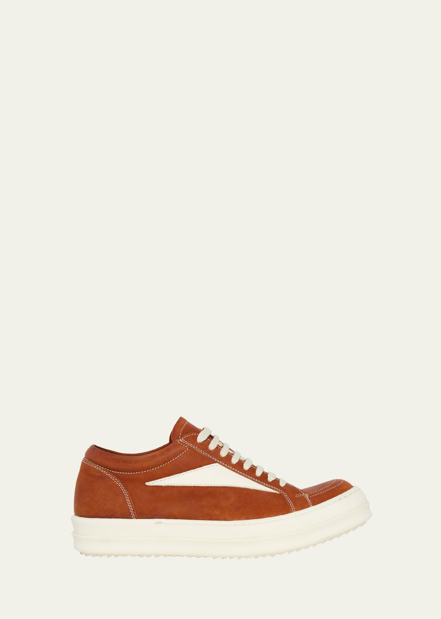 Rick Owens Scarpe Bicolor Suede Low-top Sneakers In Orange