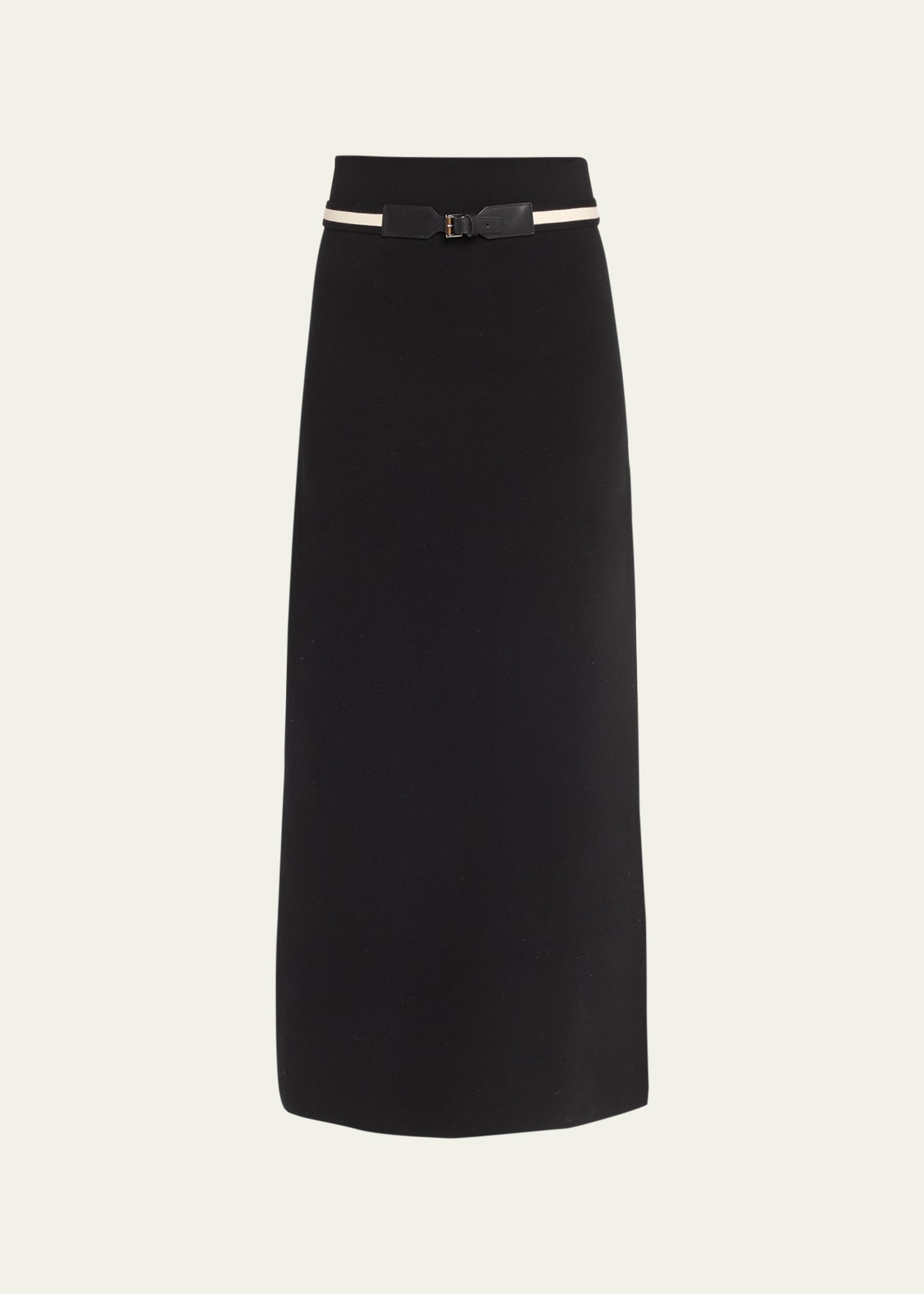 Max Mara Ora Side Slit Maxi Skirt With Tipping In Black