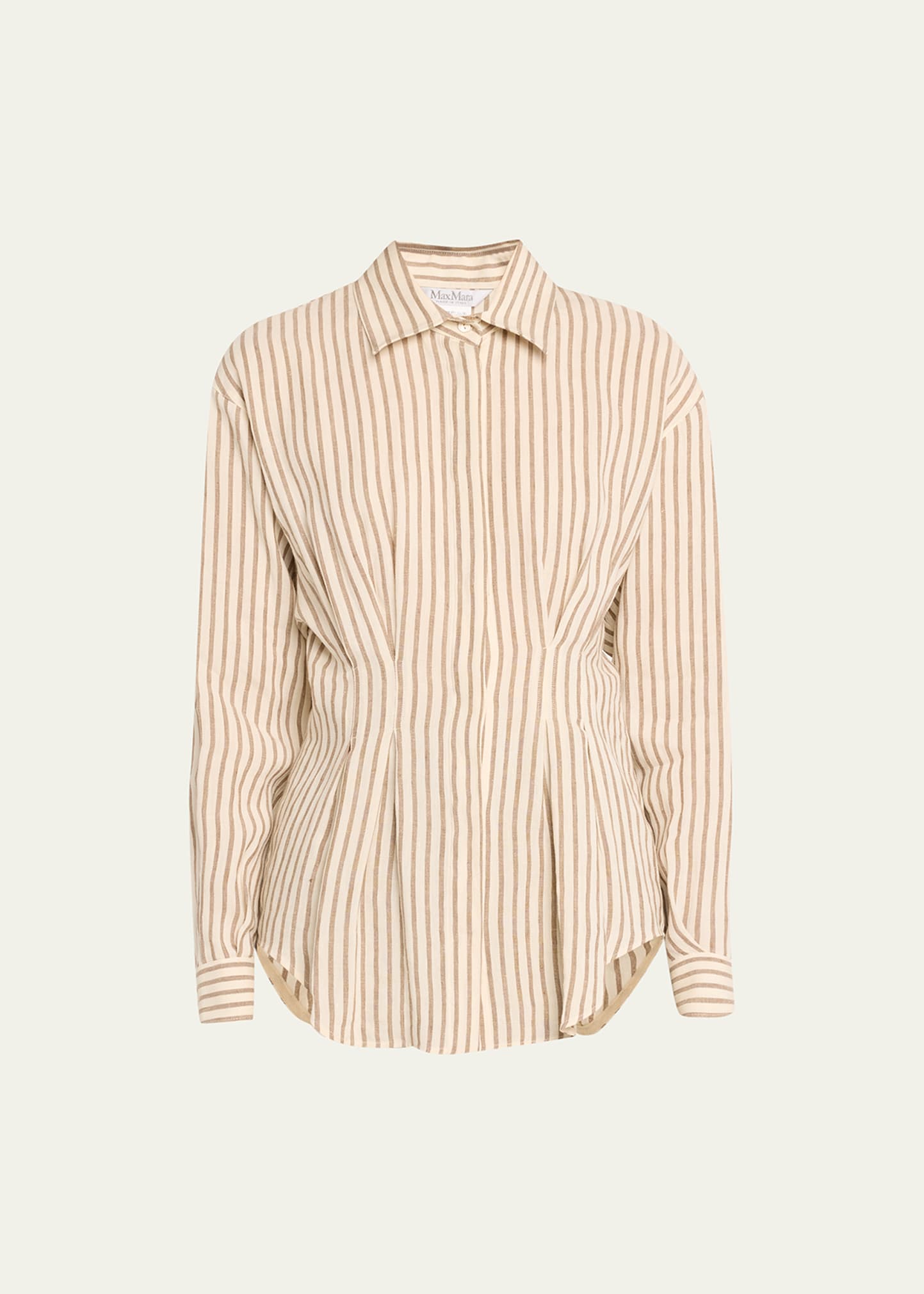 Shop Max Mara Eritrea Darted Striped Flax Shirt In White