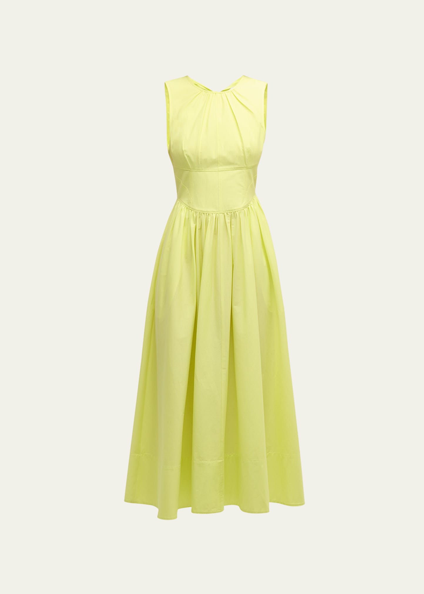 Shop Cinq À Sept Benita Tie-back Sleeveless Midi Dress In Lime Kiss