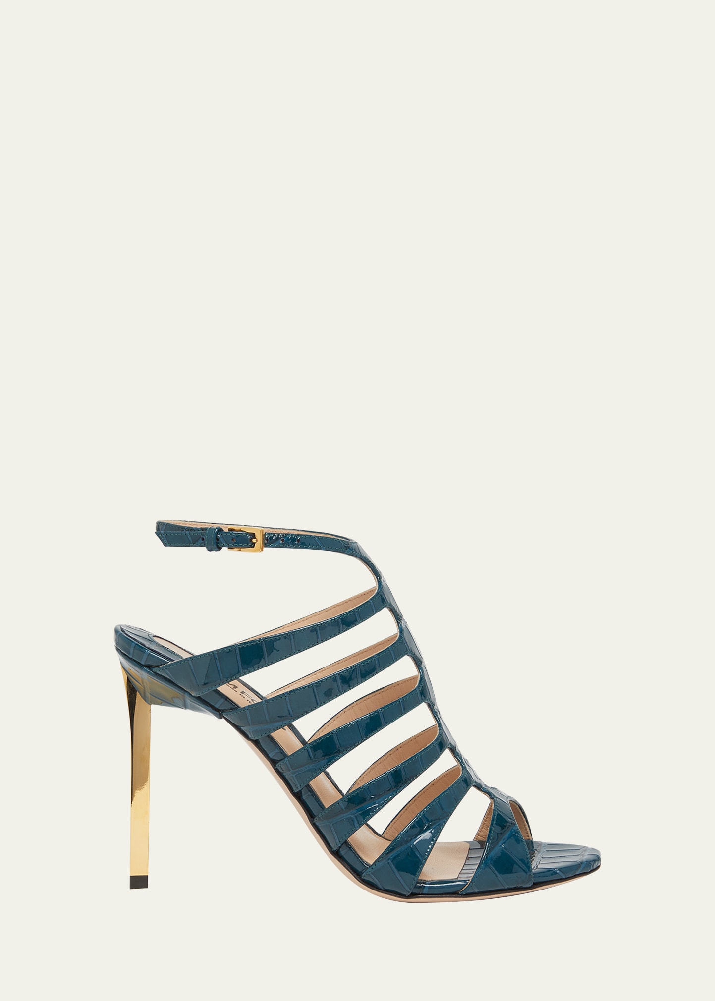 TOM FORD CROCO CAGED STILETTO SLINGBACK SANDALS