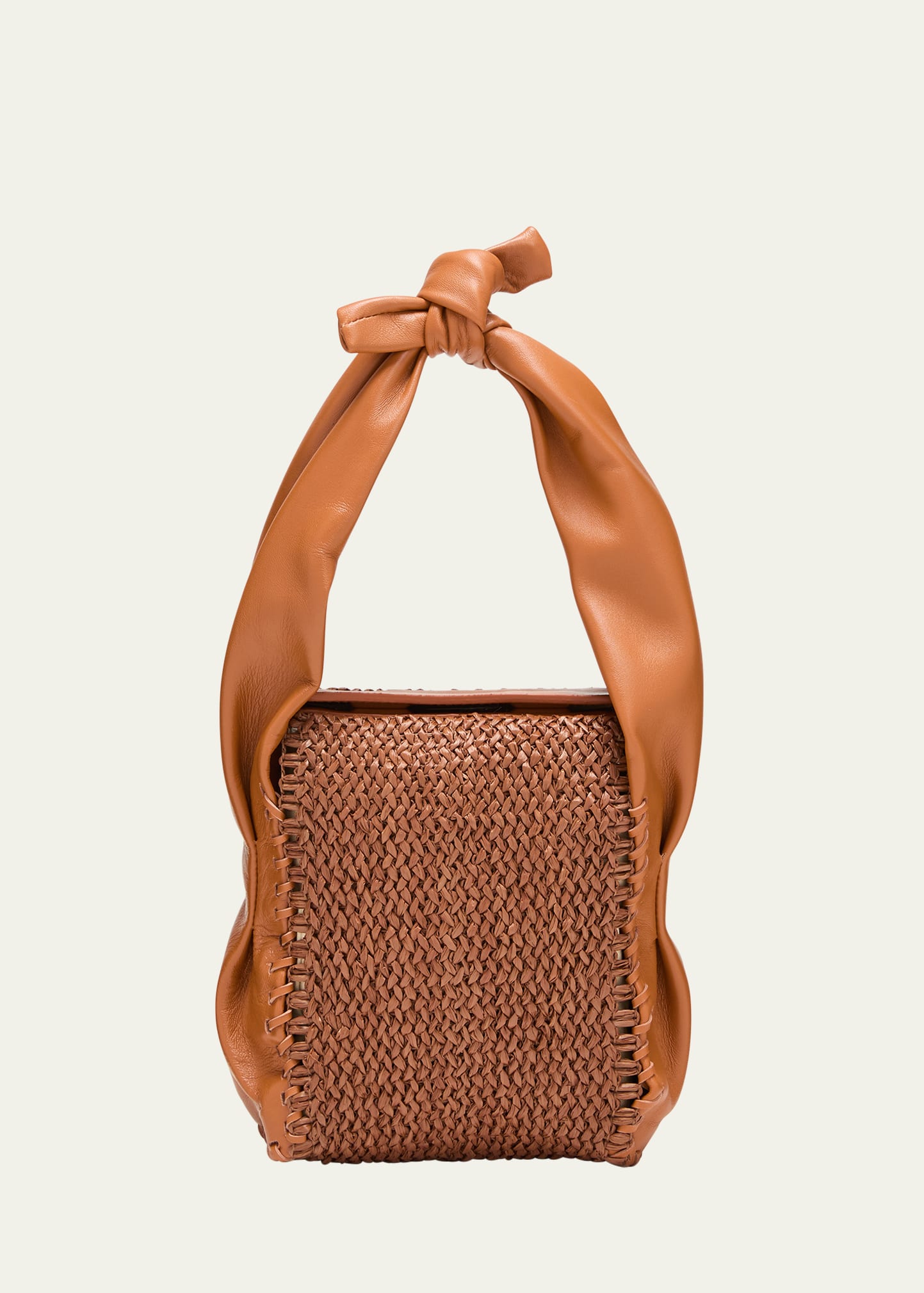 Hereu Molta Raffia & Leather Top-handle Bag In Tan