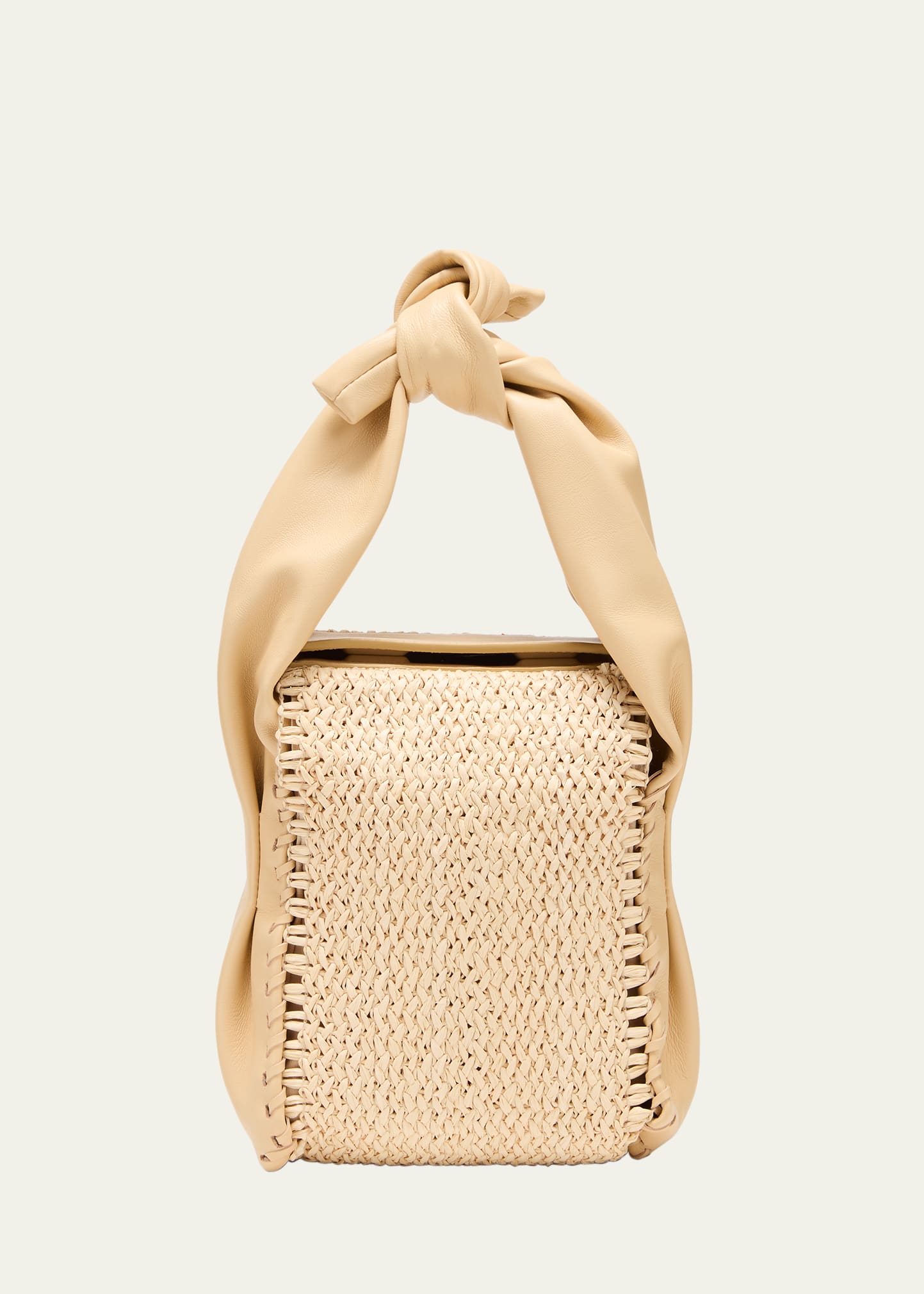 Hereu Molta Raffia & Leather Top-handle Bag In Oat