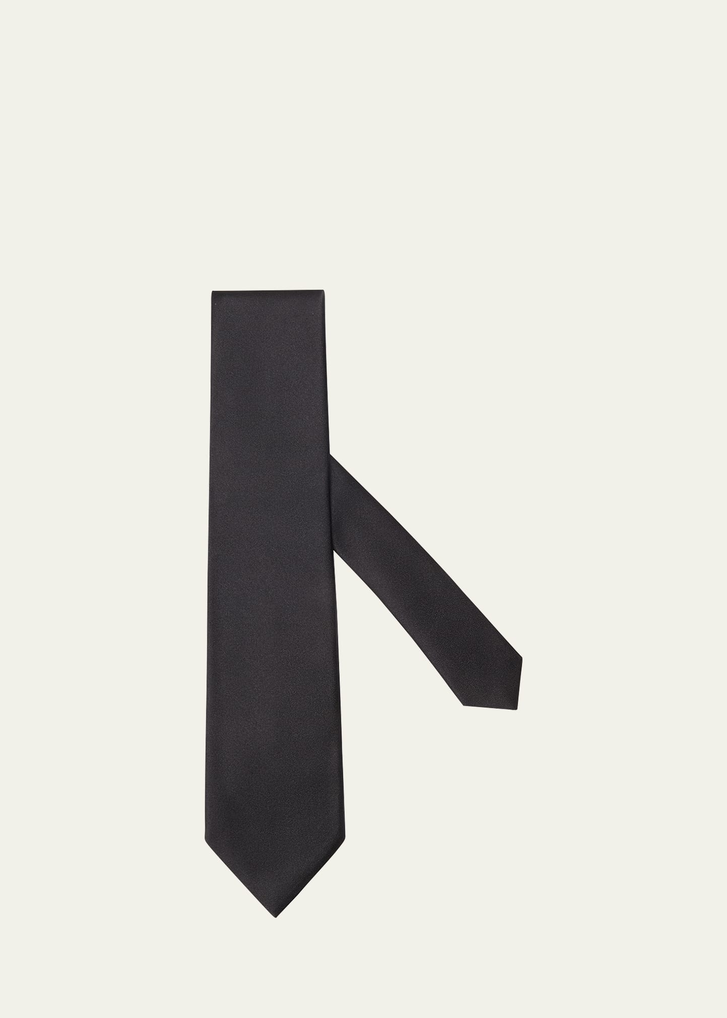 Shop Zegna Men's Solid Silk Evening Tie, 8cm In Black