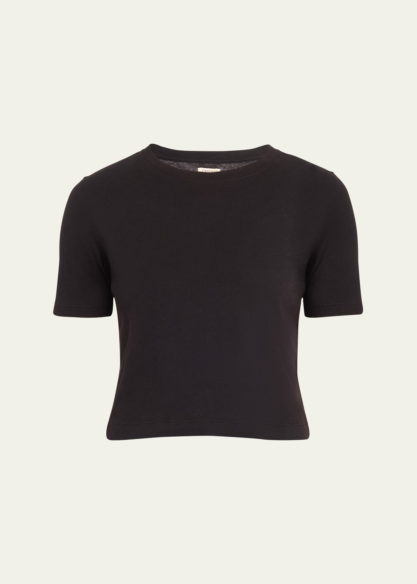 Shop L Agence Donna Short-sleeve Cropped Tee In Black