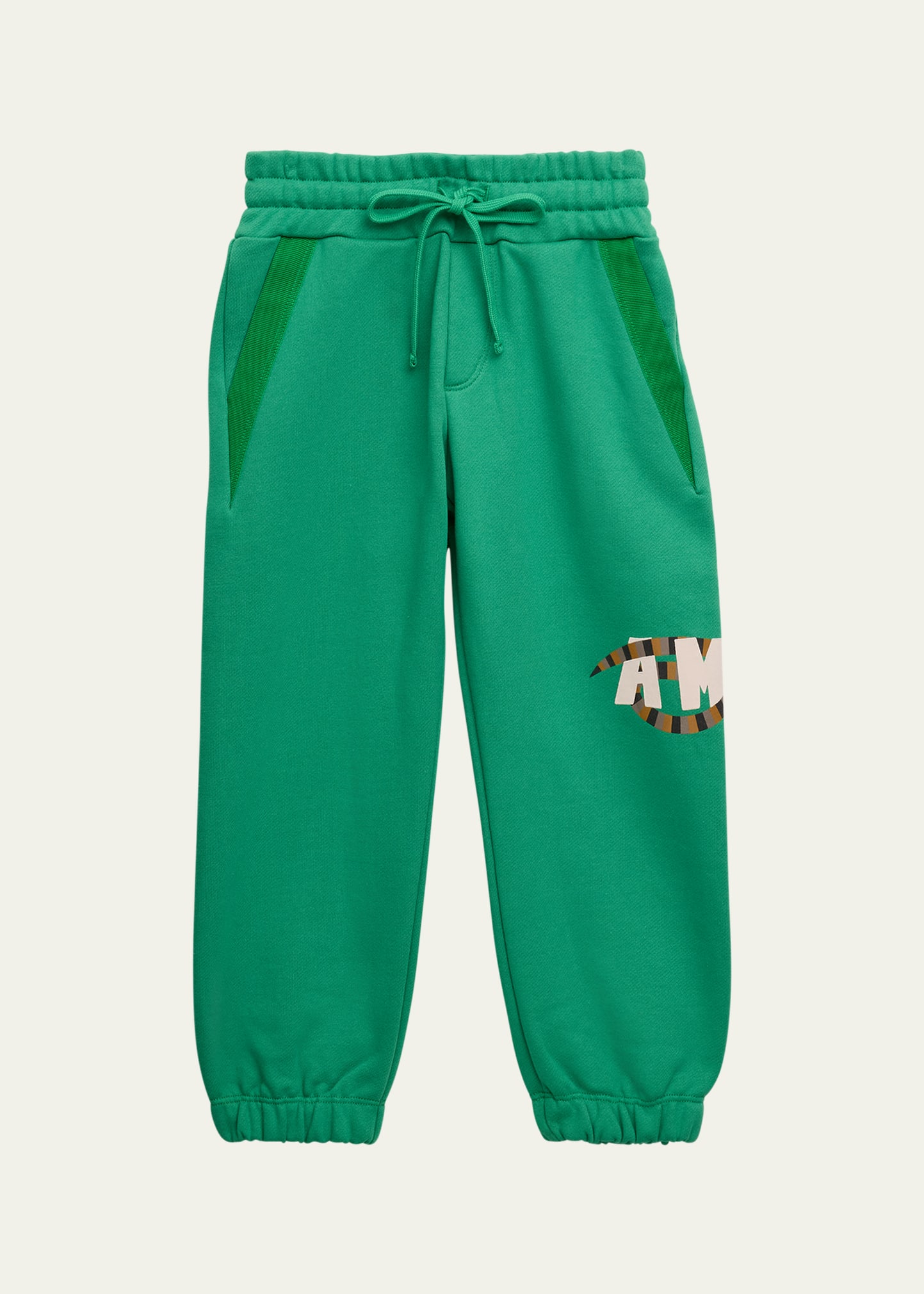 Shop Amiri Boy's Logo-print Snake Sweatpants. Size 4-12 In Fern Green