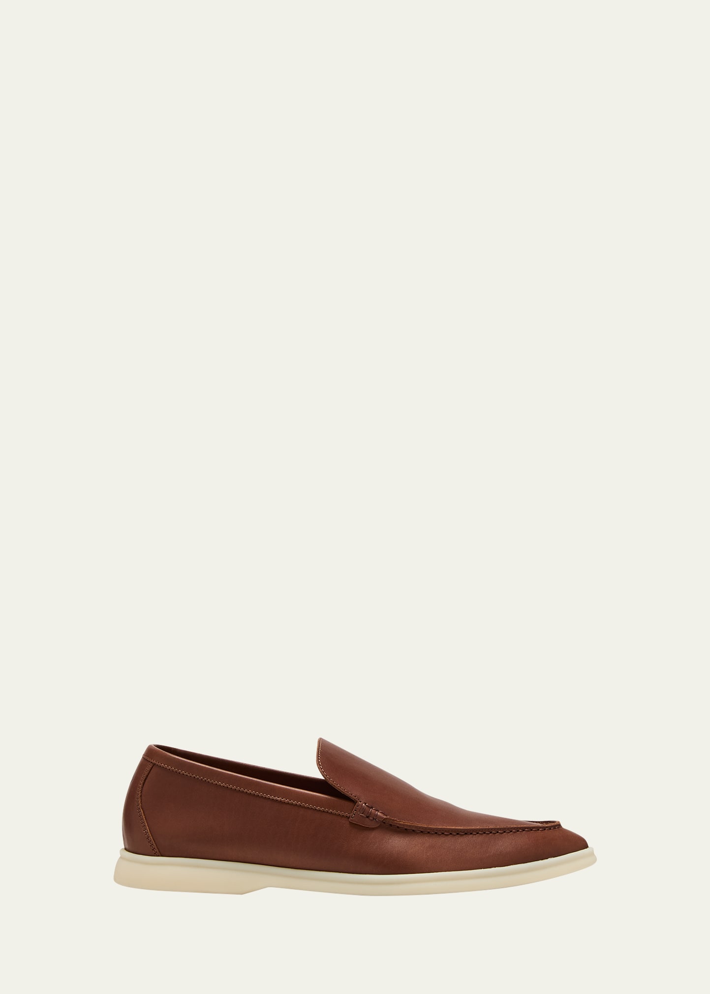Loro Piana Men's Summer Walk Calf Leather Loafers In H.brown