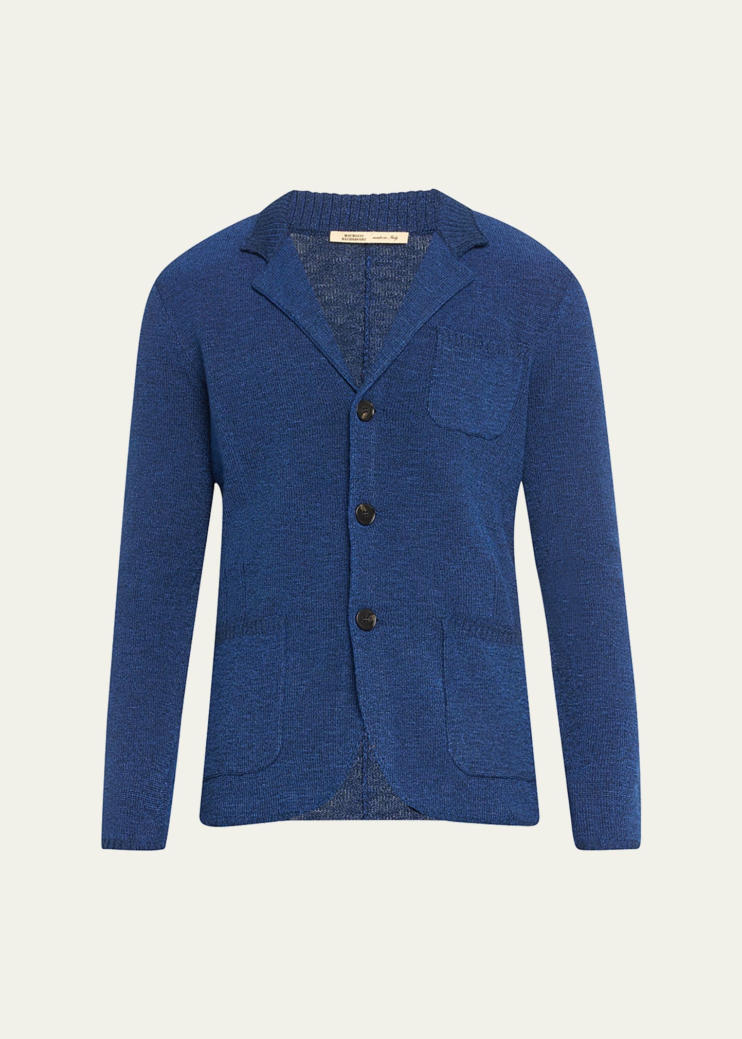 Shop Baldassari Men's Mouline Knit Sweater Jacket In Electric Blue