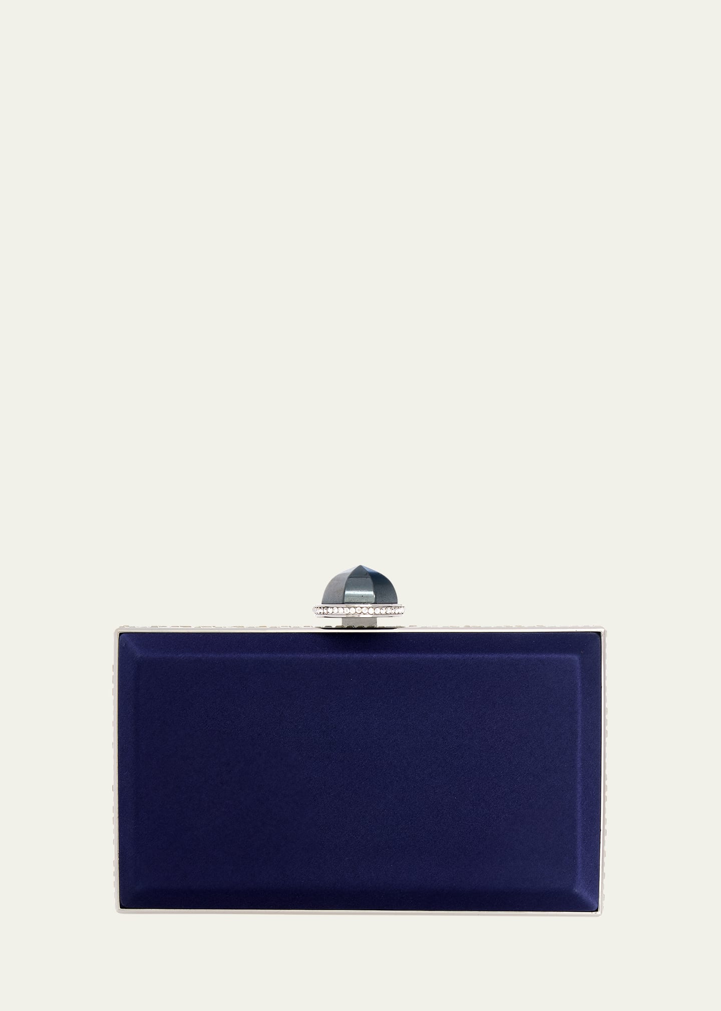 Judith Leiber Skylar Satin Clutch Bag In Silver Navy