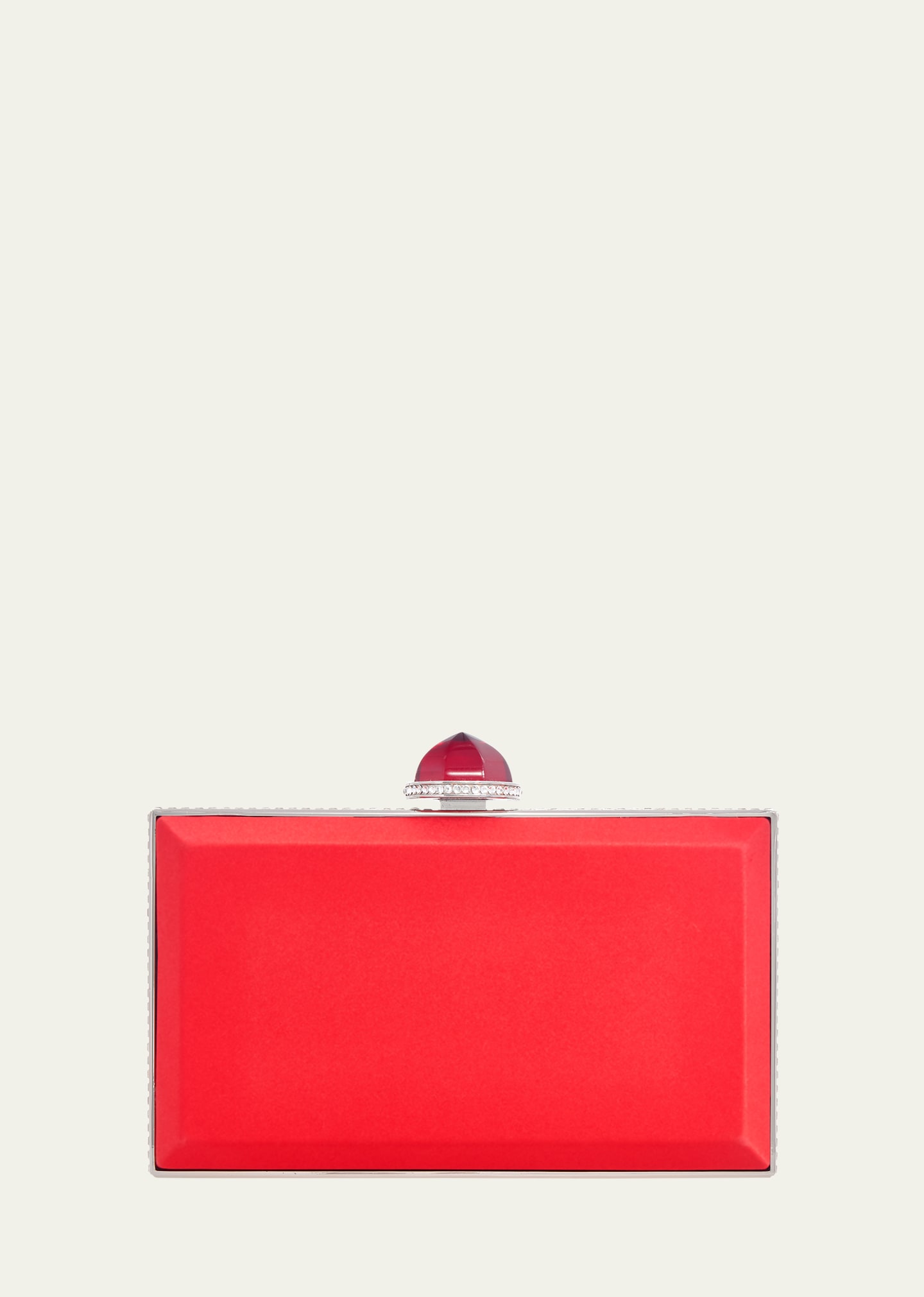 Judith Leiber Skylar Satin Clutch Bag In Silver Crimson