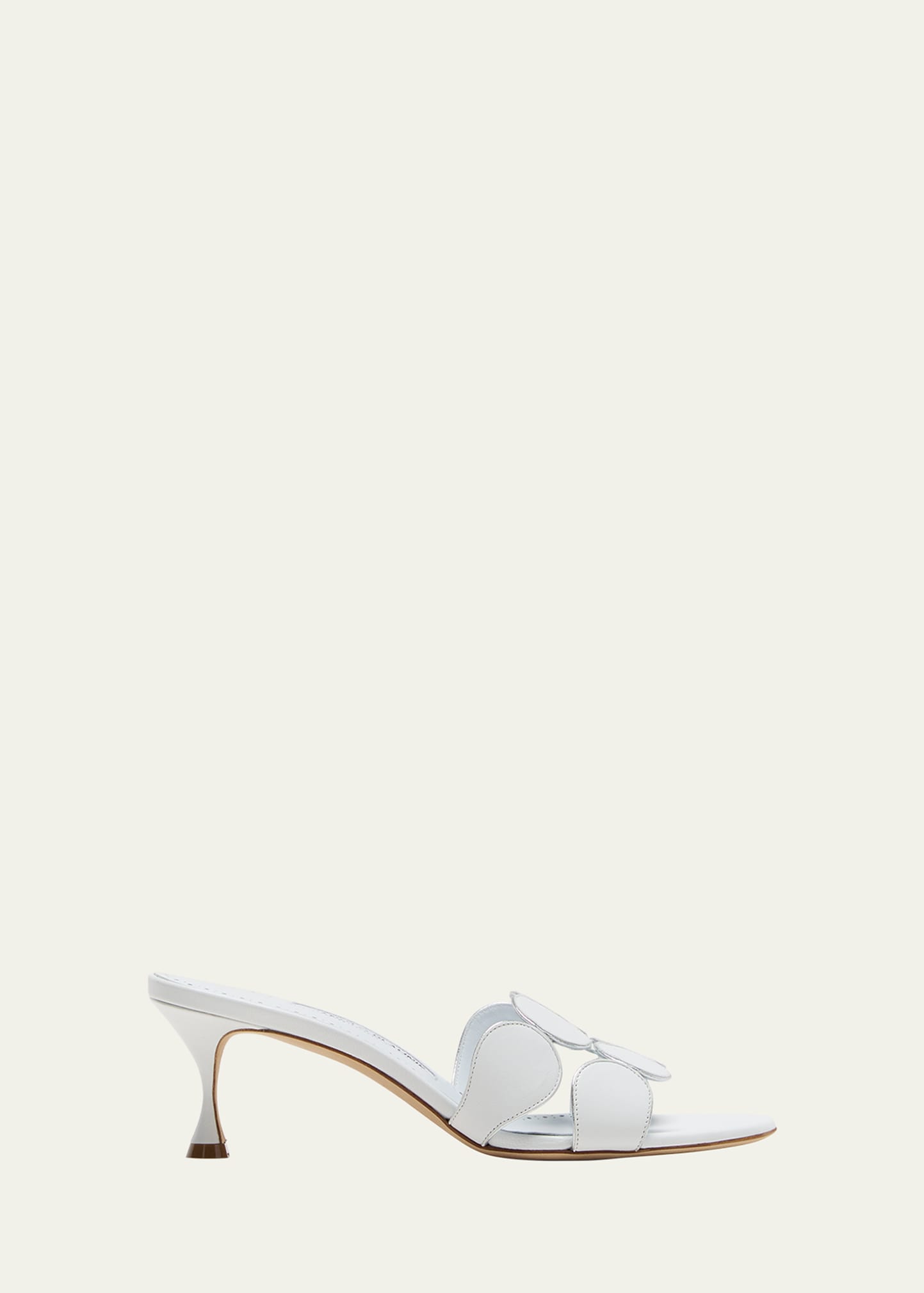 Manolo Blahnik Haribalmu Leather Slide Sandals In White