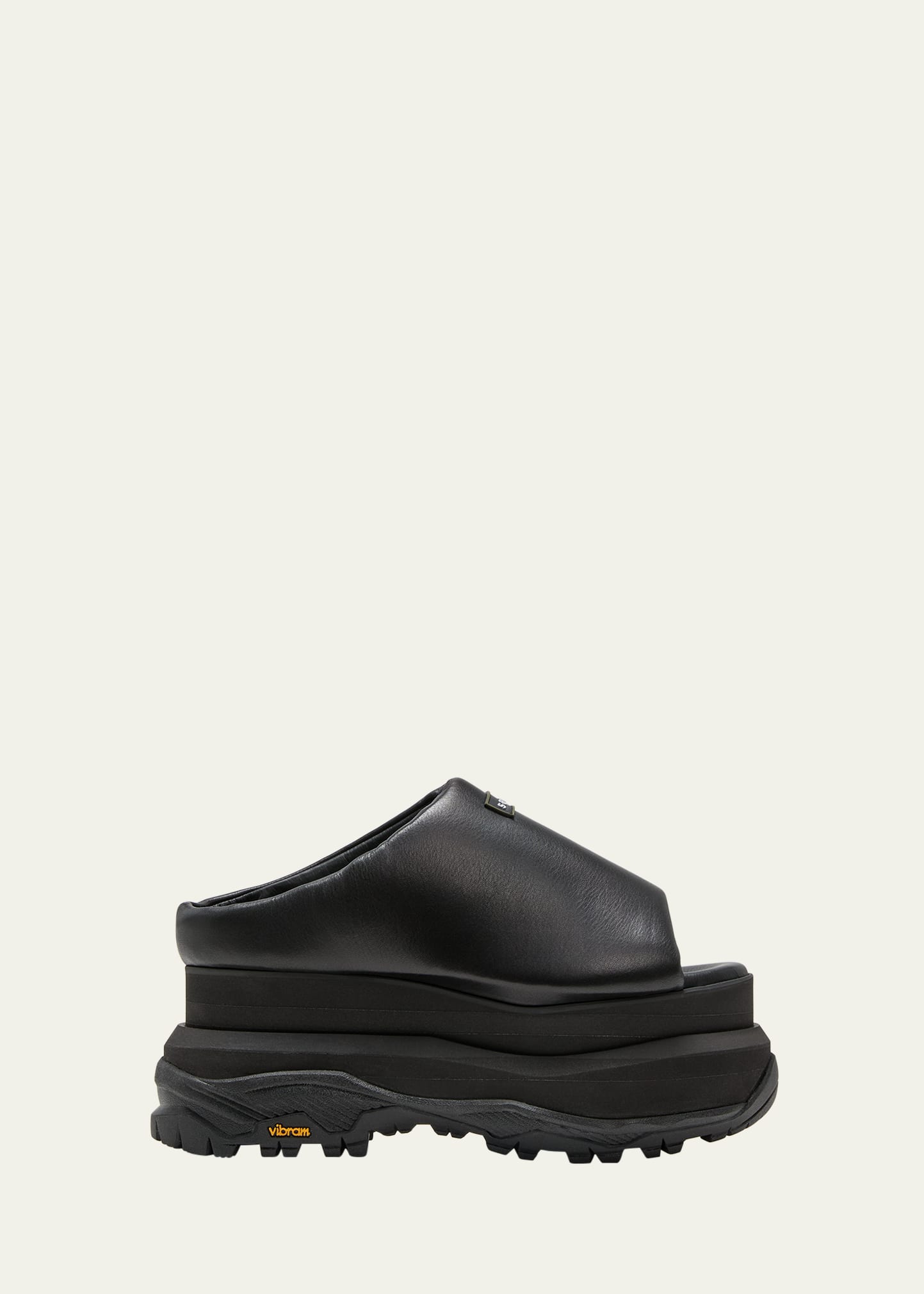 Shop Sacai Padded Leather Sporty Mule Sandals In Black