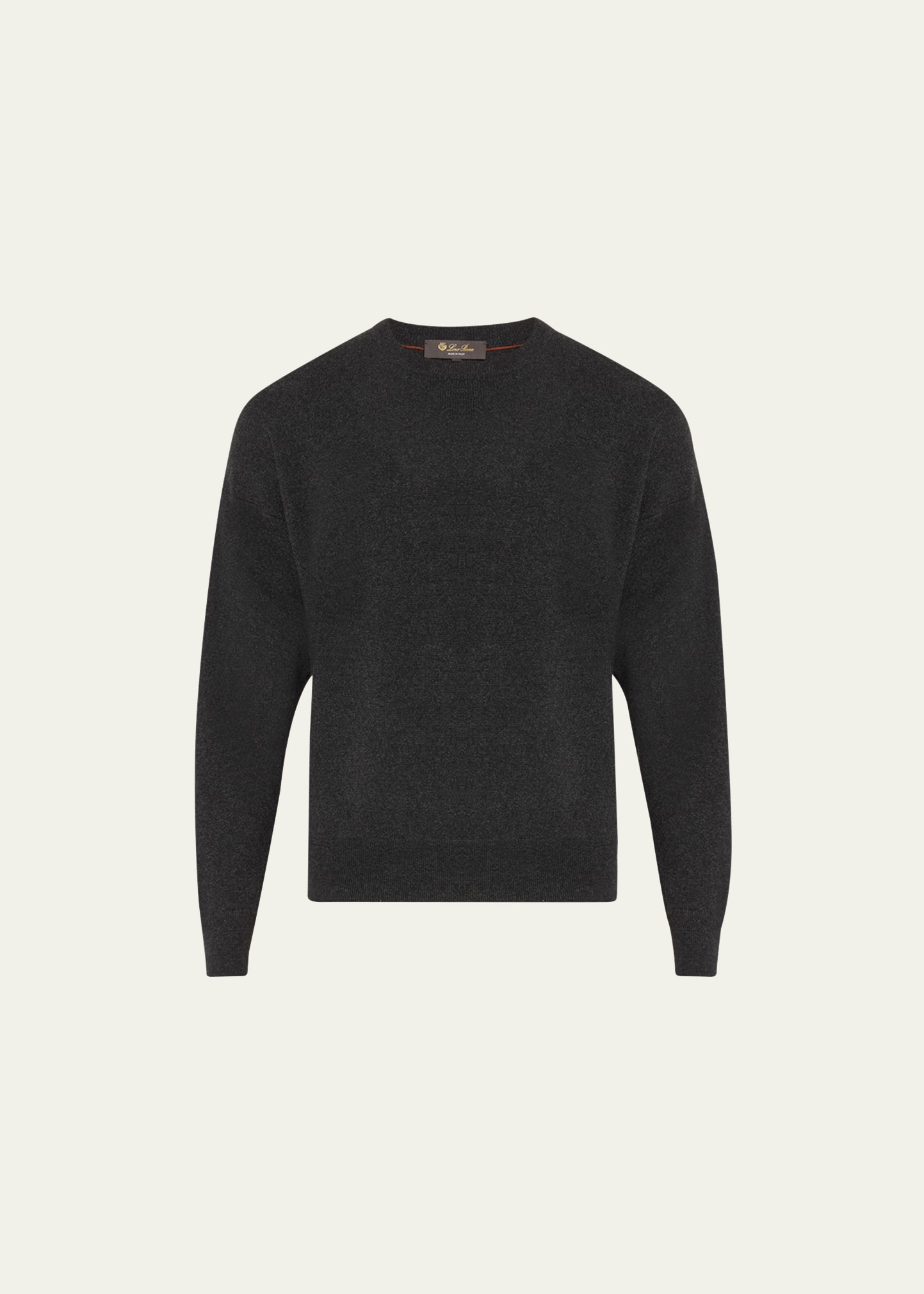 Shop Loro Piana Men's Ivrea Cashmere Crewneck Sweater In M047 Black Grey M