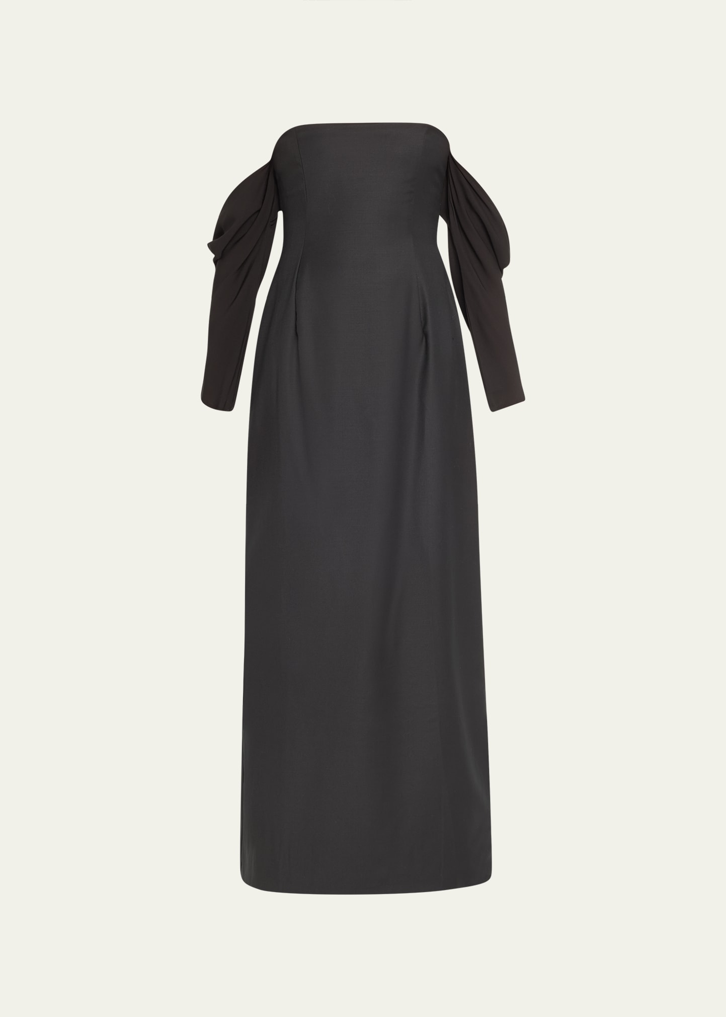 Beare Park Strapless Silk-sleeve Maxi Dress In Black