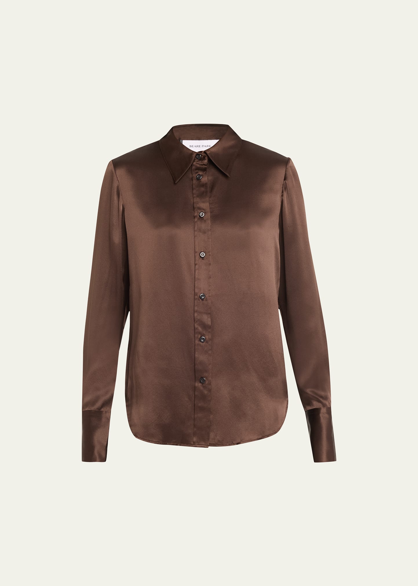 Beare Park Slim Button-front Silk Blouse In Chocolate