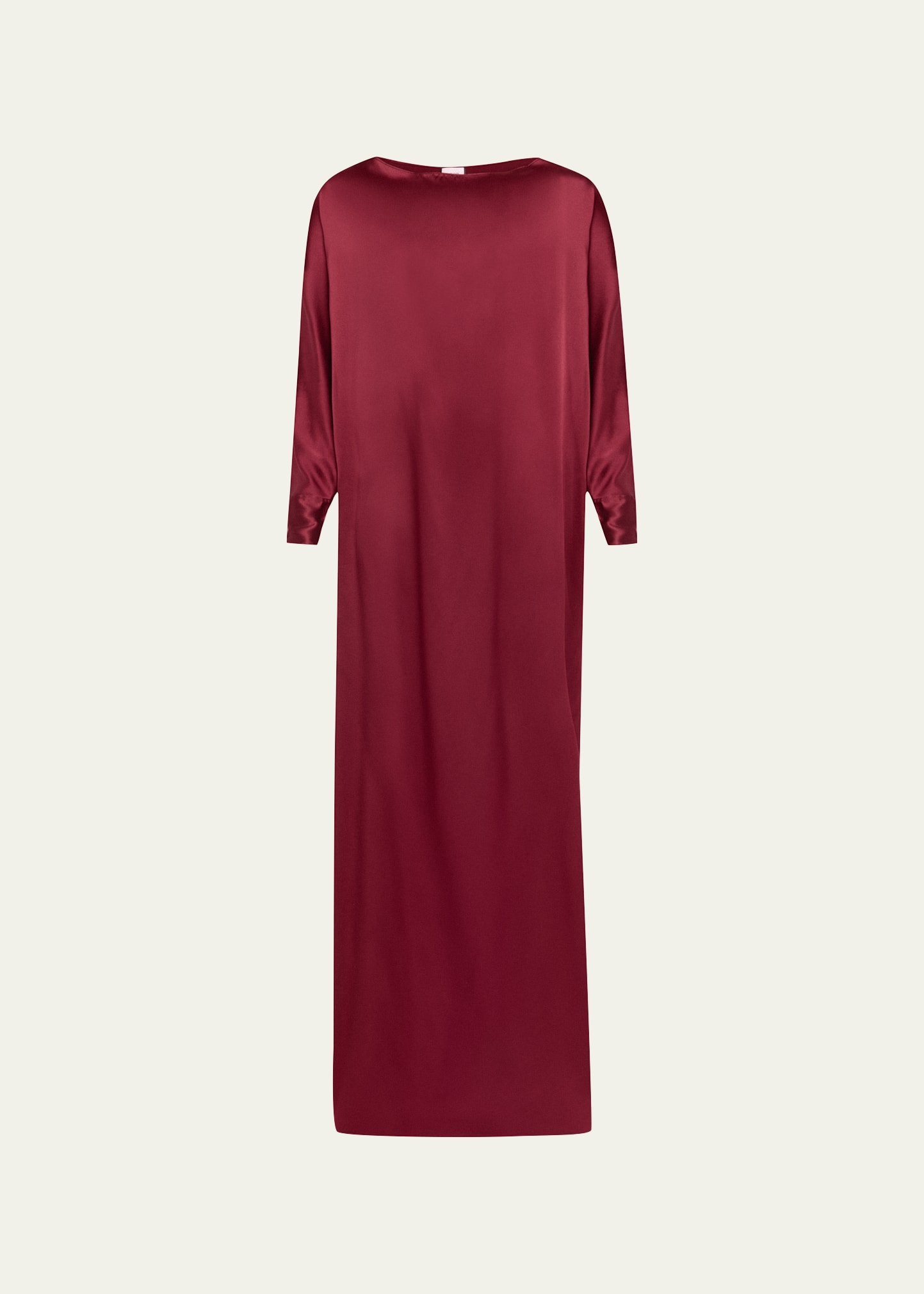 Beare Park Long-sleeve Draped Silk Gown In Burgundy