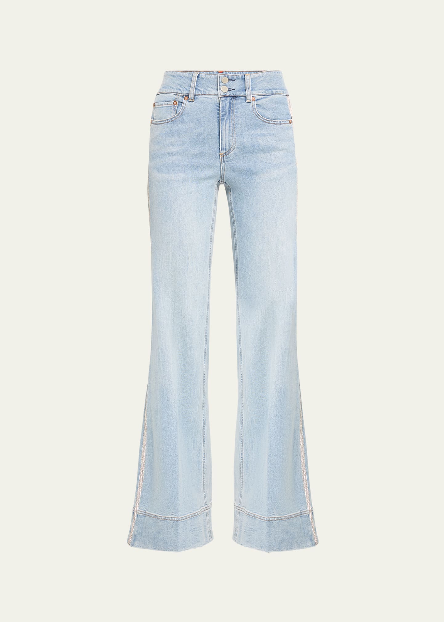 Shop Alice And Olivia Missa High-rise Wide-leg Crystal Side Jeans In Georgia Vintage B