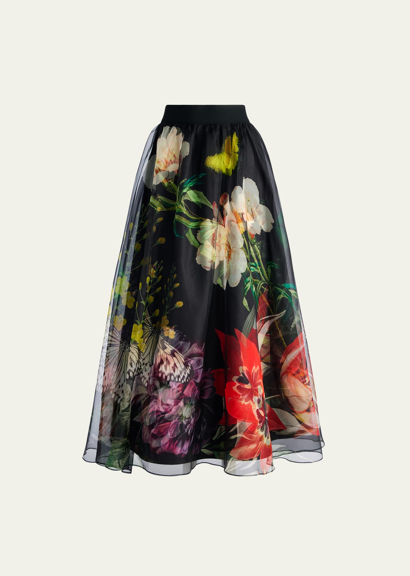 Alice And Olivia Nilda Voluminous Organza Maxi Skirt In Essential Floral
