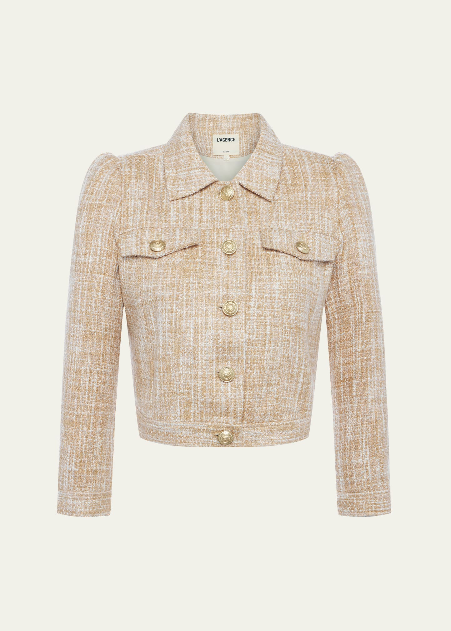 Shop L Agence Kasey Tweed Jacket In Bone Multi