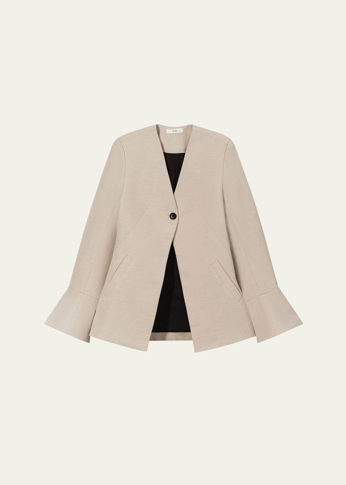 Shop Co Flare-cuff Single-breasted Jacket In Clay