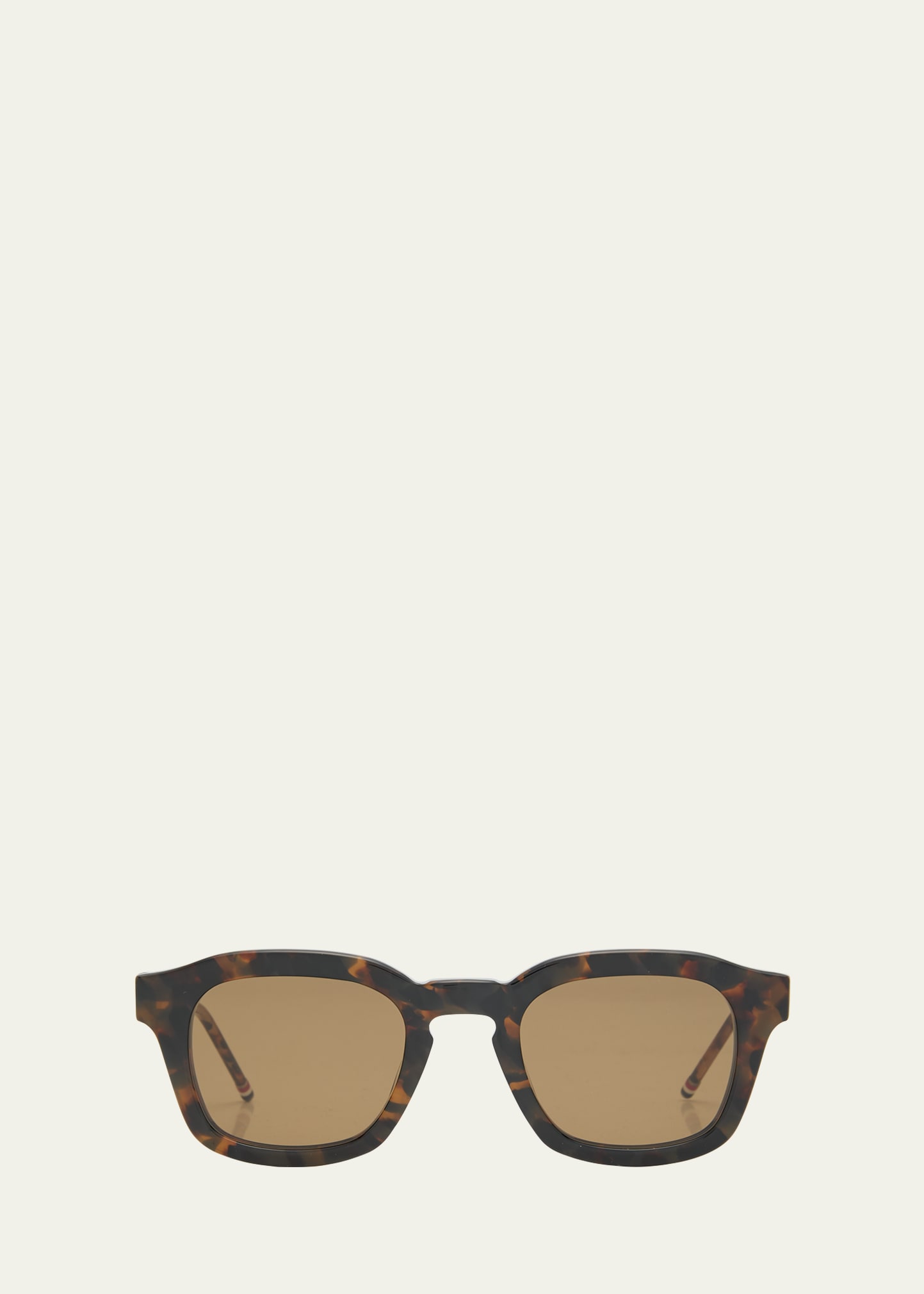 Shop Thom Browne Men's Acetate Rectangle Sunglasses In Dark Brown