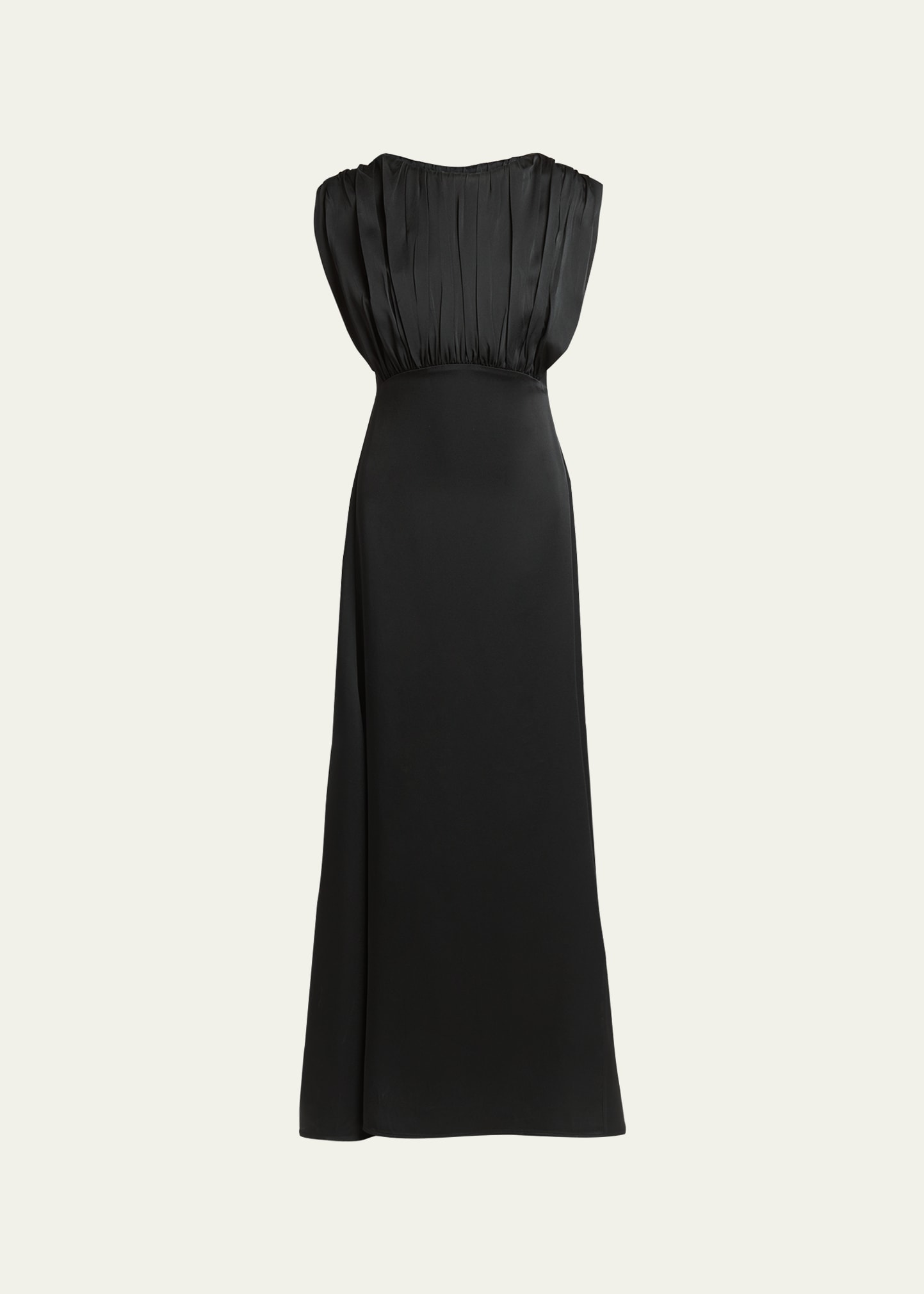 Jil Sander Sleeveless Plastron A-line Long Dress In Black