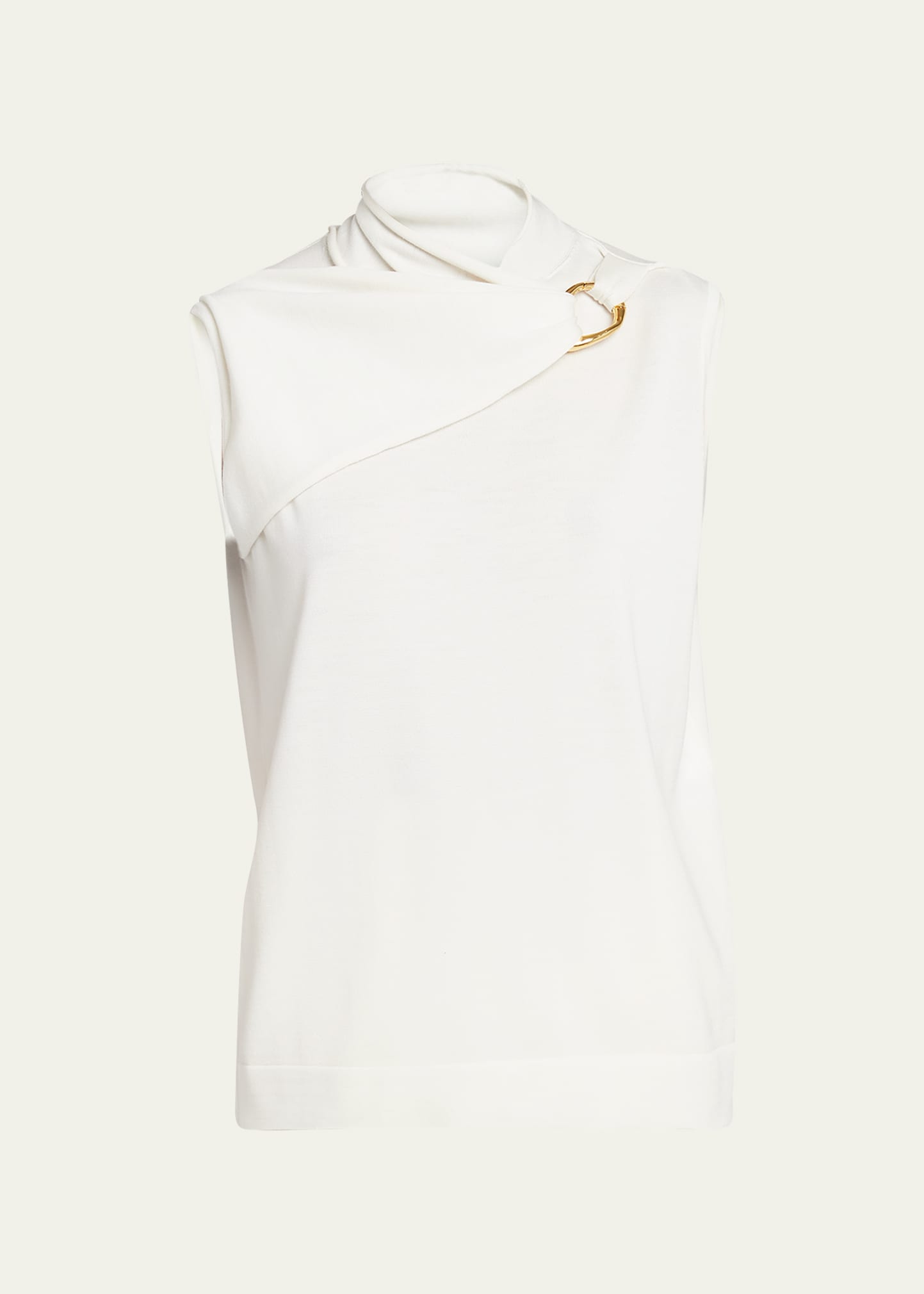 Jil Sander Draped Knitted Coconut Virgin Wool Tank Top In Coconut
