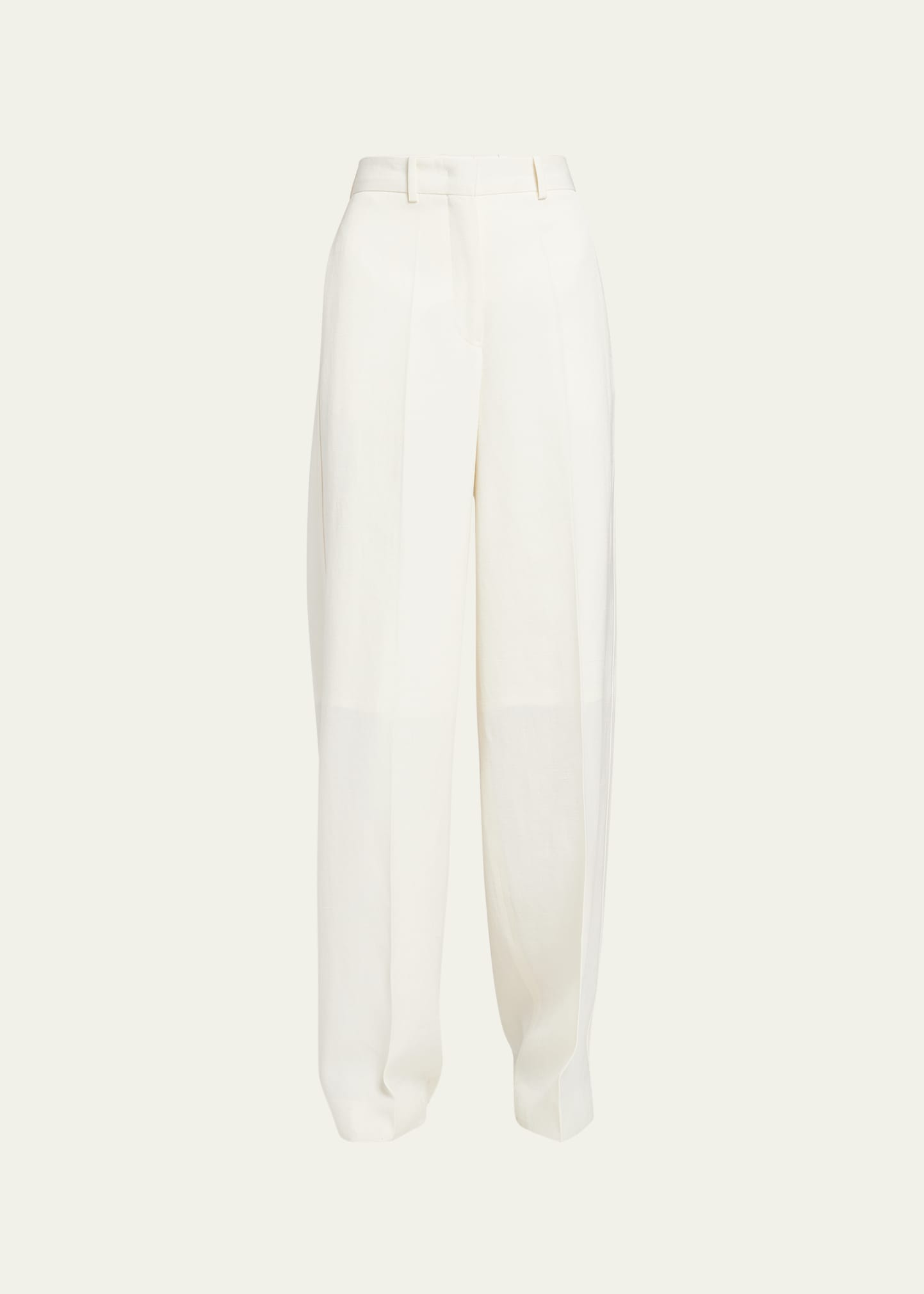 Jil Sander Wide-leg Tailored Viscose Linen Pants In Chalk