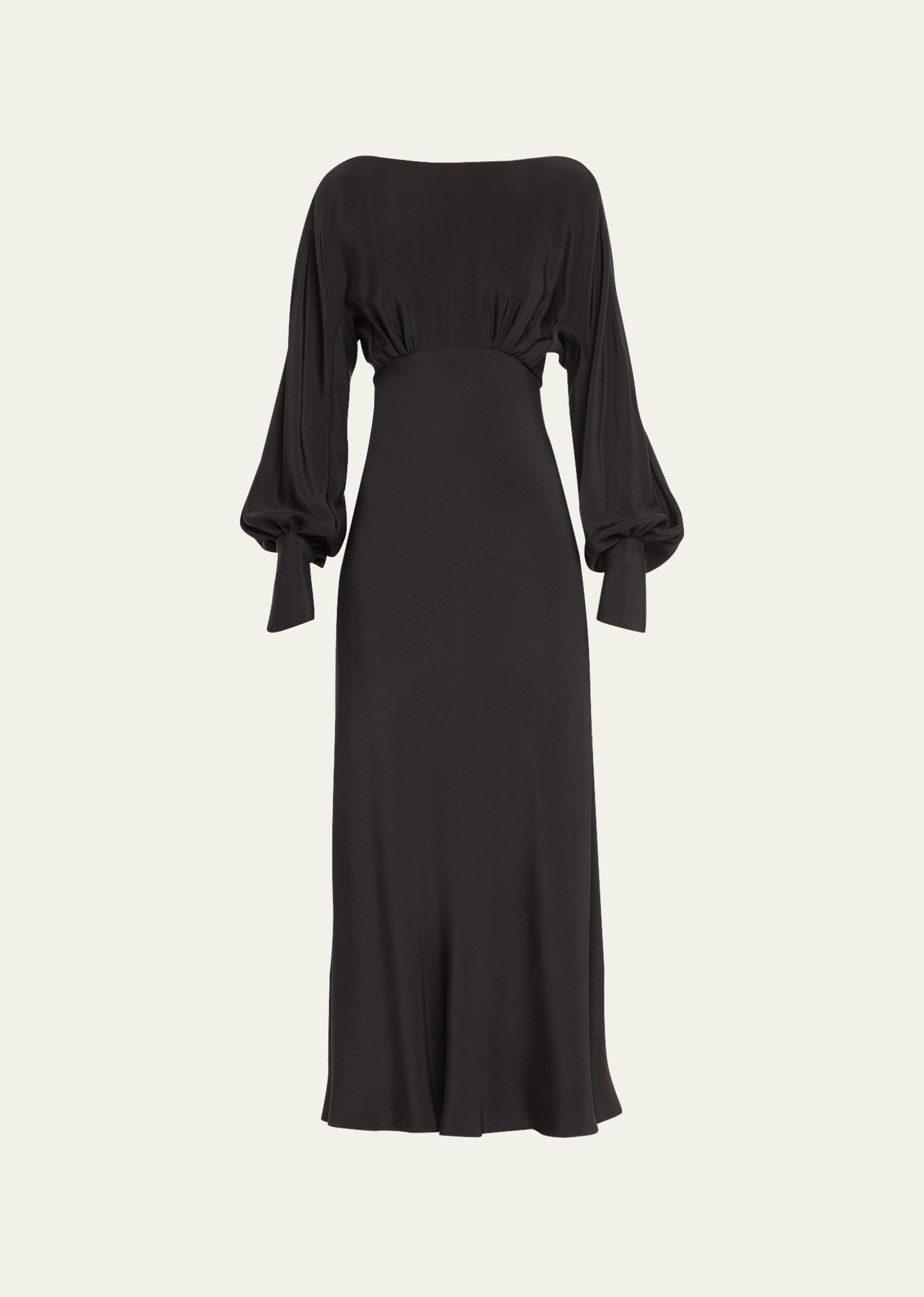 Shop Chloé X Atelier Jolie Silk Maxi Dress With Balloon Sleeves In Black
