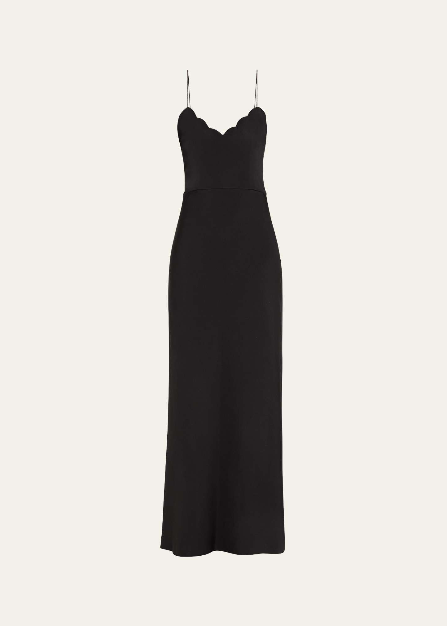 Shop Chloé X Atelier Jolie Silk Scalloped Slip Dress In Black