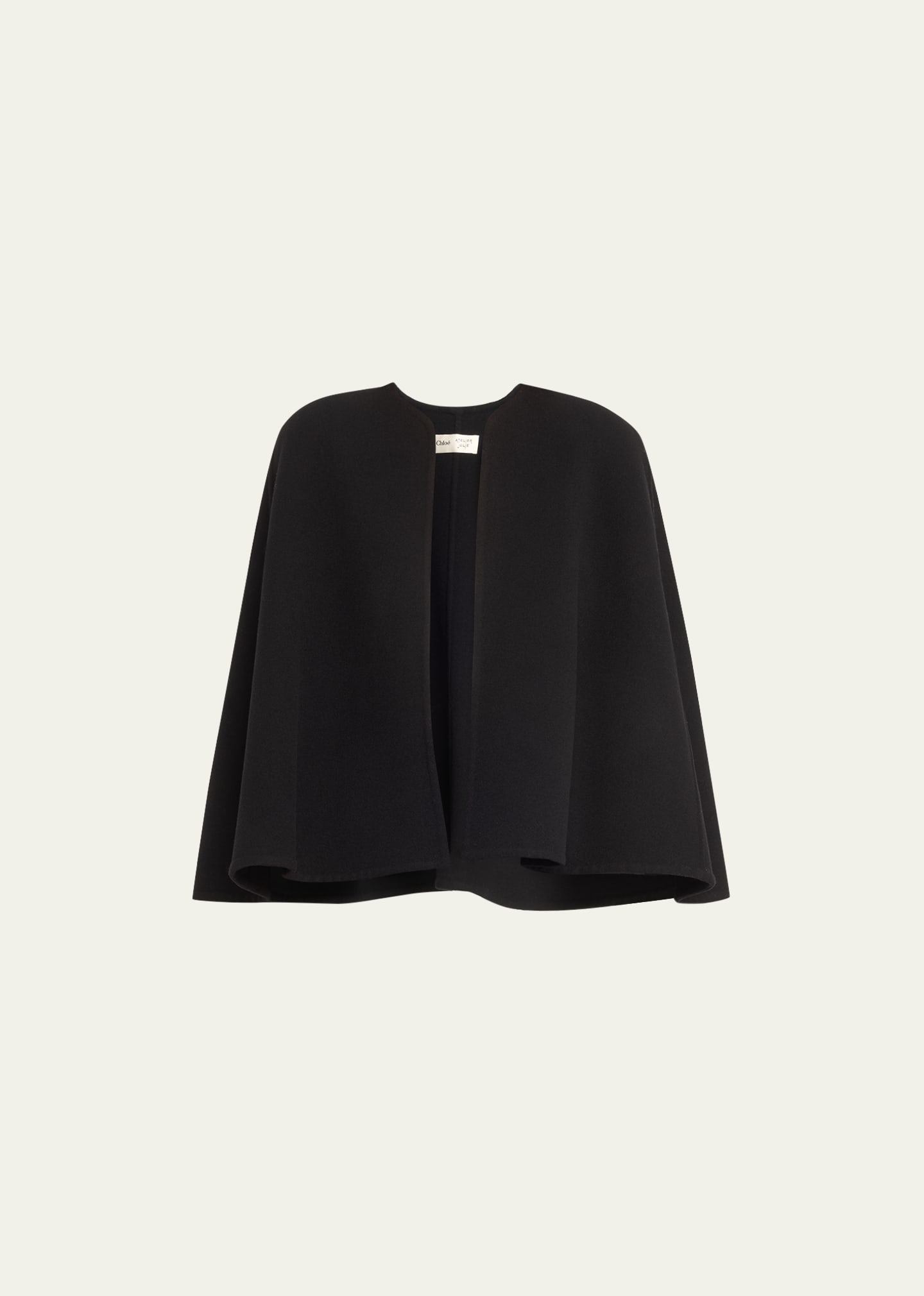 Shop Chloé X Atelier Jolie Cashmere-wool Short Cape In Black