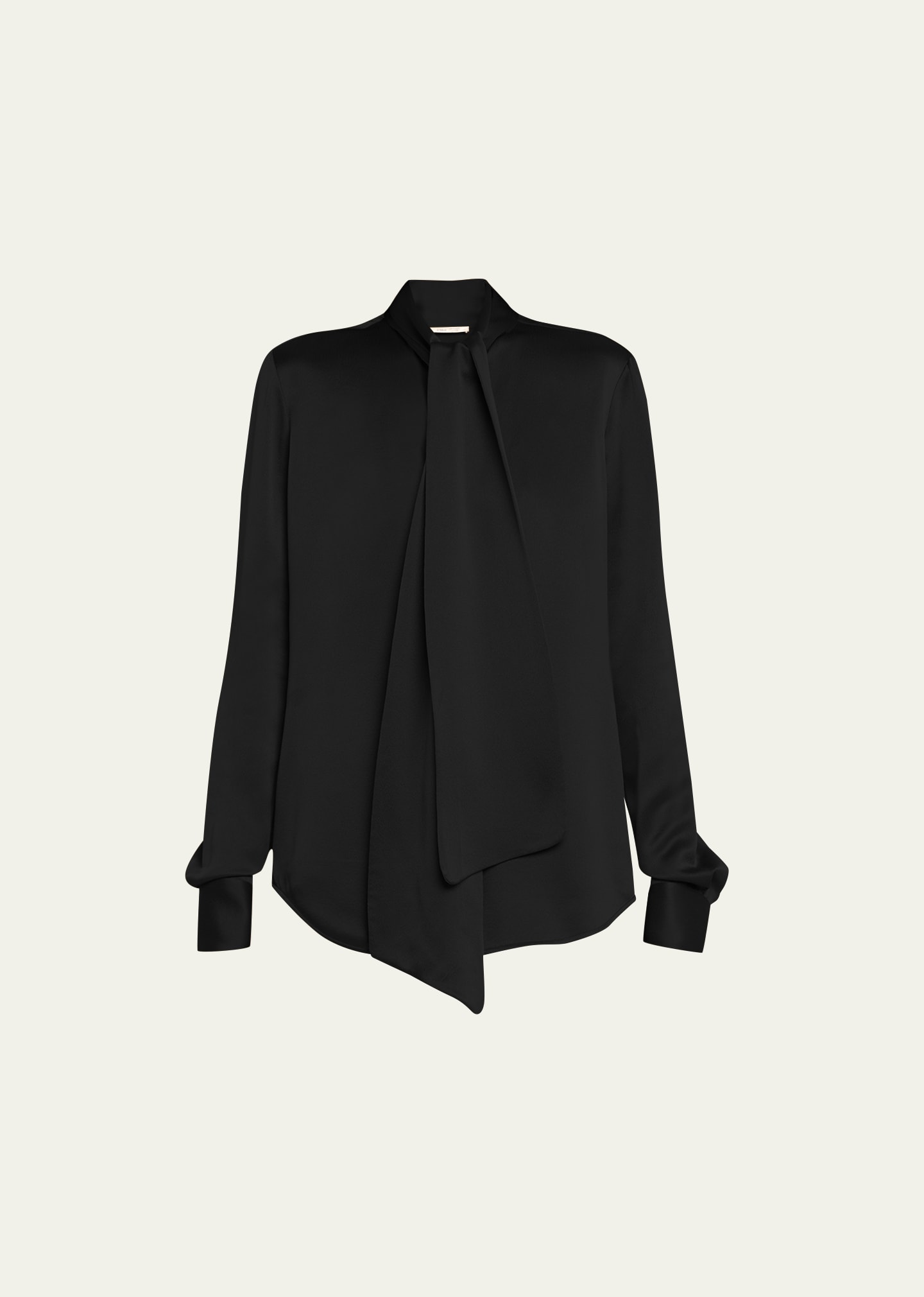 Chloé X Atelier Jolie Scarf-neck Long-sleeve Silk Blouse In Black