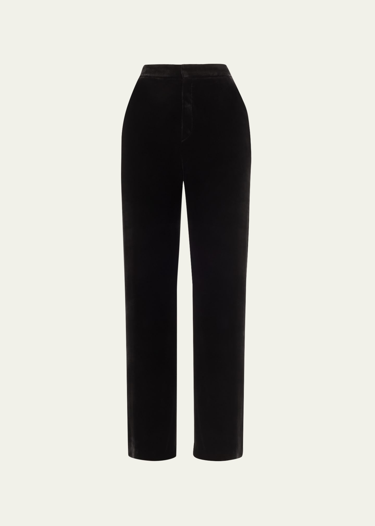 Shop Chloé X Atelier Jolie Mid-rise Velvet Straight-leg Trousers In Black