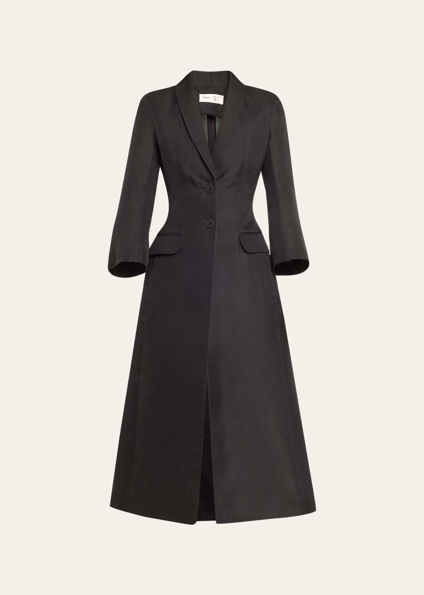 Chloé X Atelier Jolie Single-breasted A-line Long Coat In Black