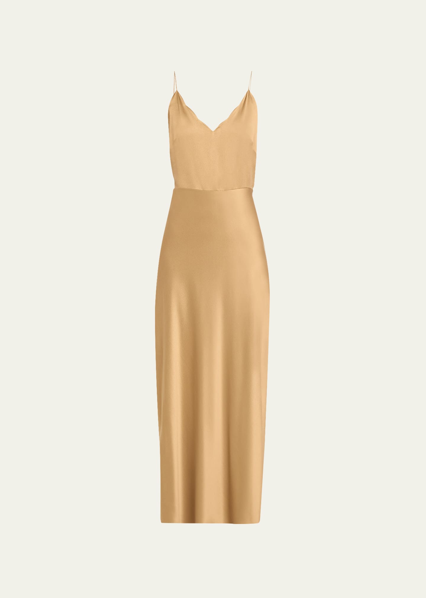 Chloé V-neck Sleeveless Silk Maxi Slip Dress In Safari Khaki