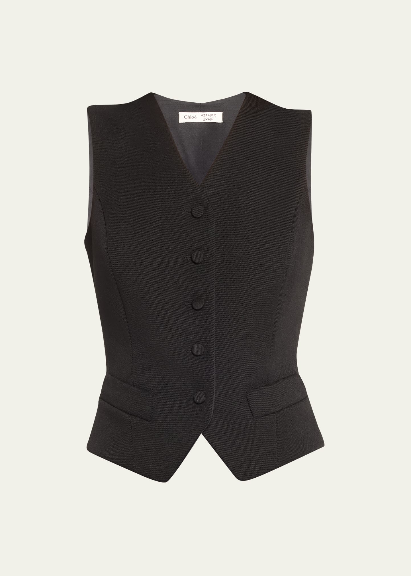 Shop Chloé X Atelier Jolie Single-breasted Crepe Waistcoat In Black