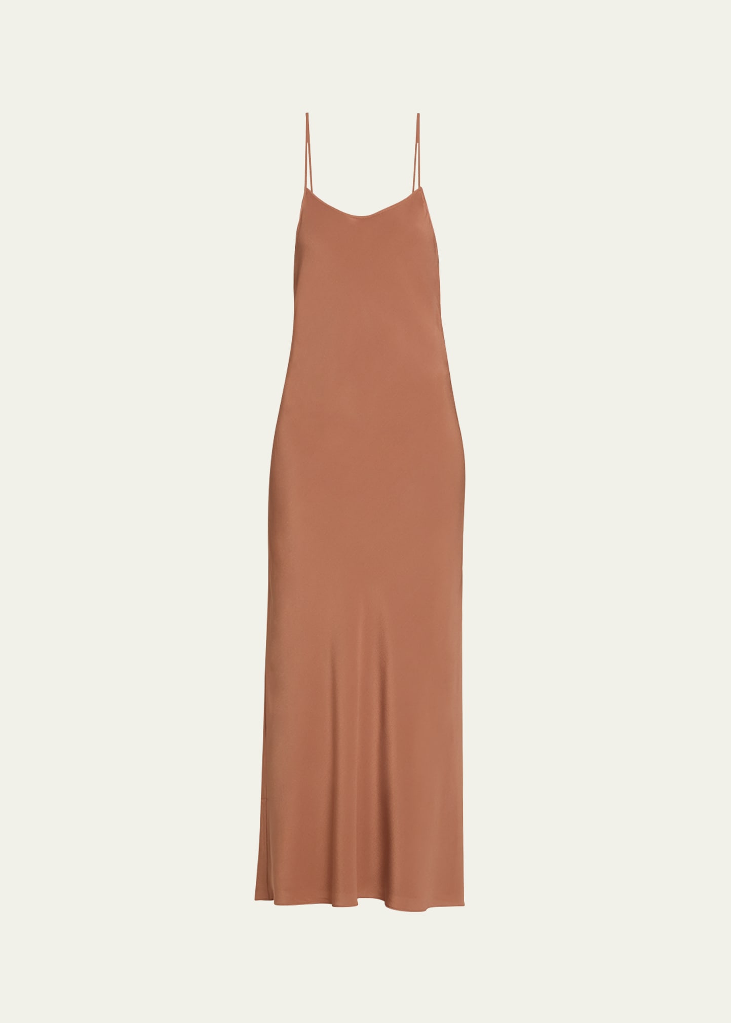 Chloé X Atelier Jolie Sleeveless Silk Maxi Slip Dress In Dark Chesnut