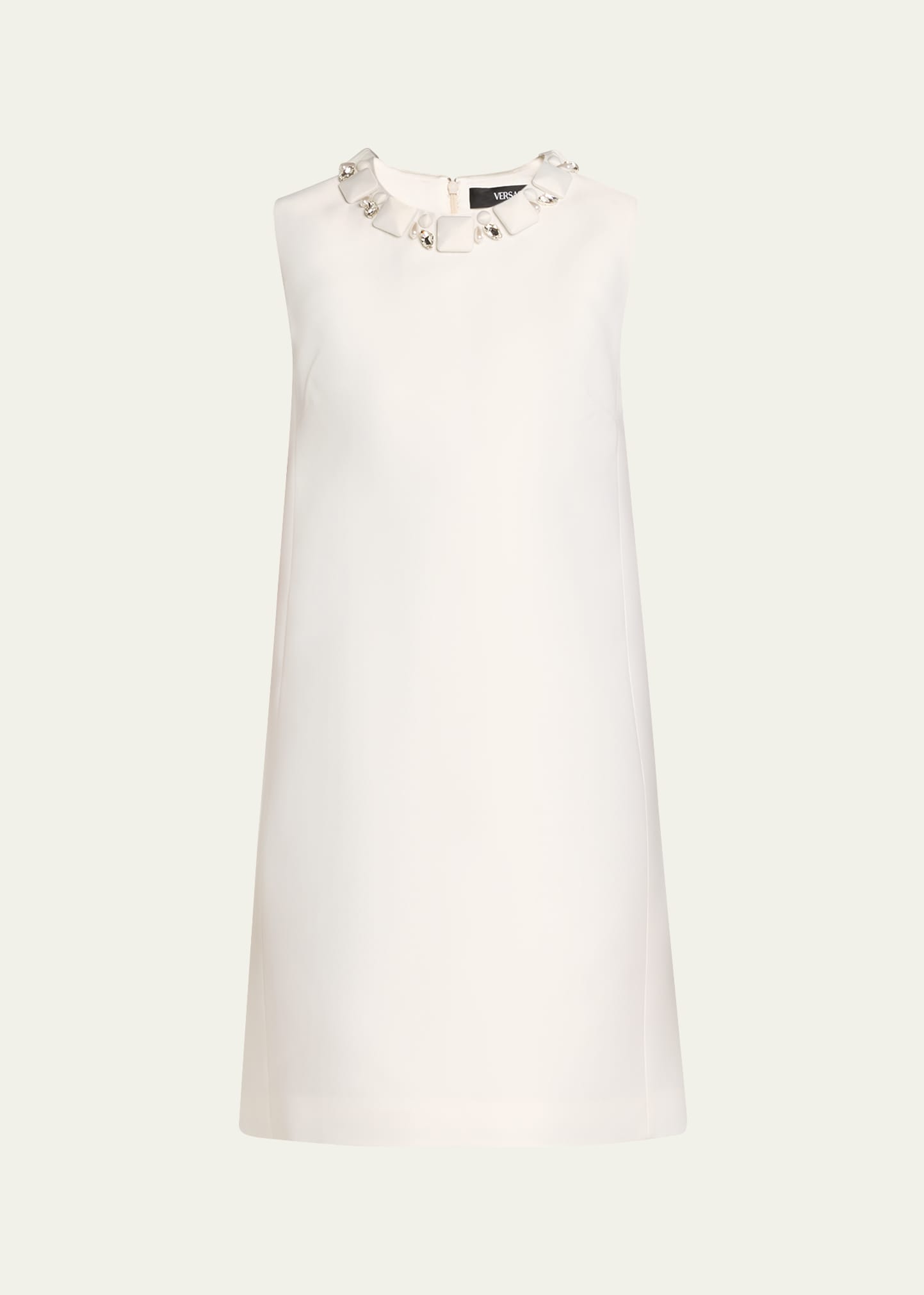 Shop Versace Silk Blend Cocktail Dress With Crystal Detail In White