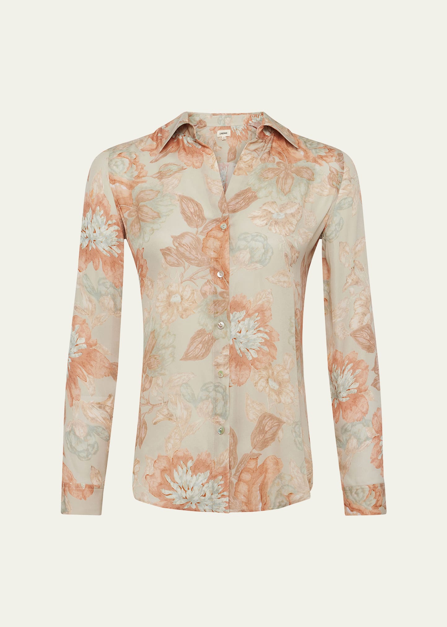 Shop L Agence Nina Soft Pastel Vintage Floral Silk Blouse In Mlt Soft P