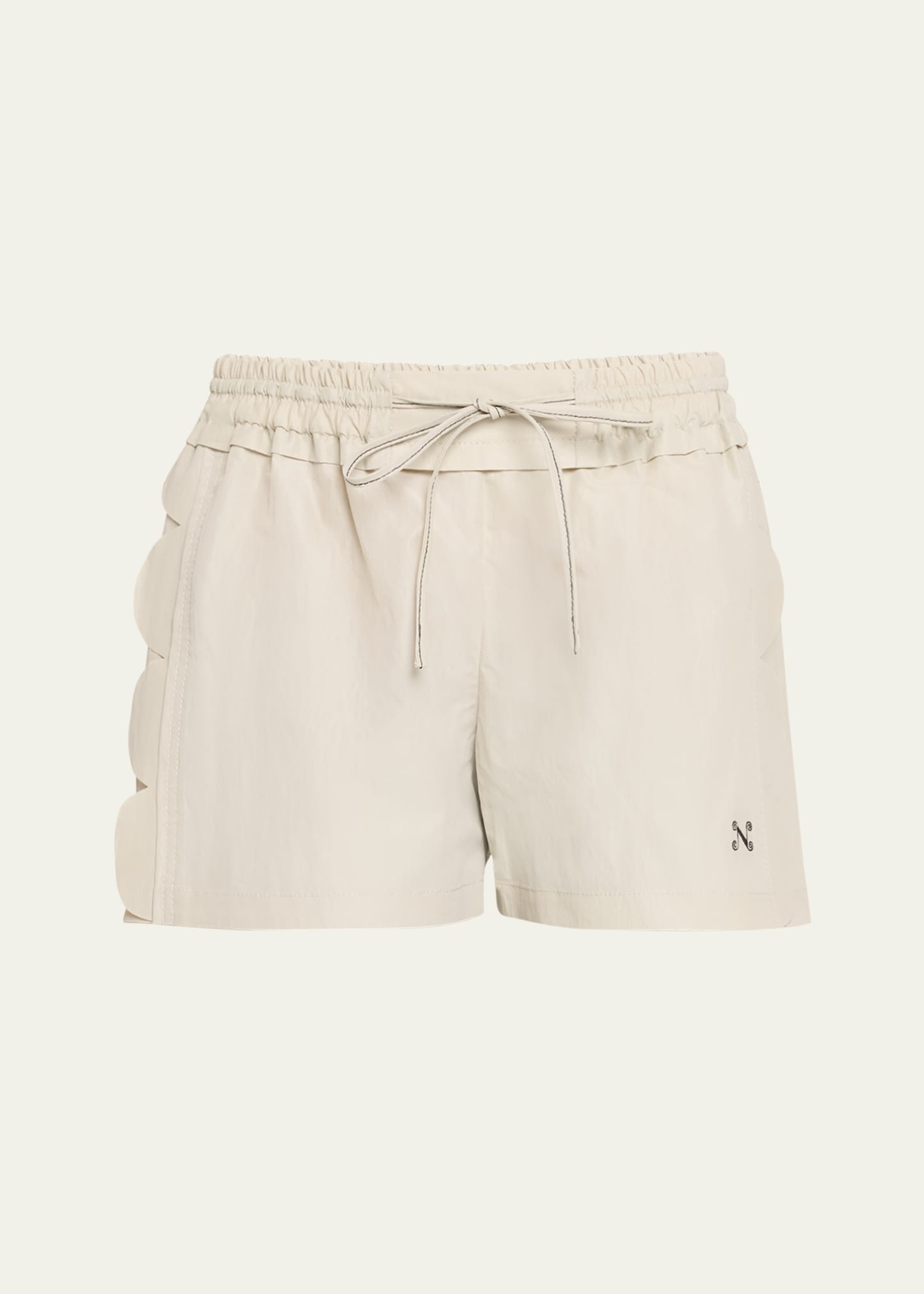 Shop Nackiyé Sweet Child Scallop Drawstring Shorts In Coconut