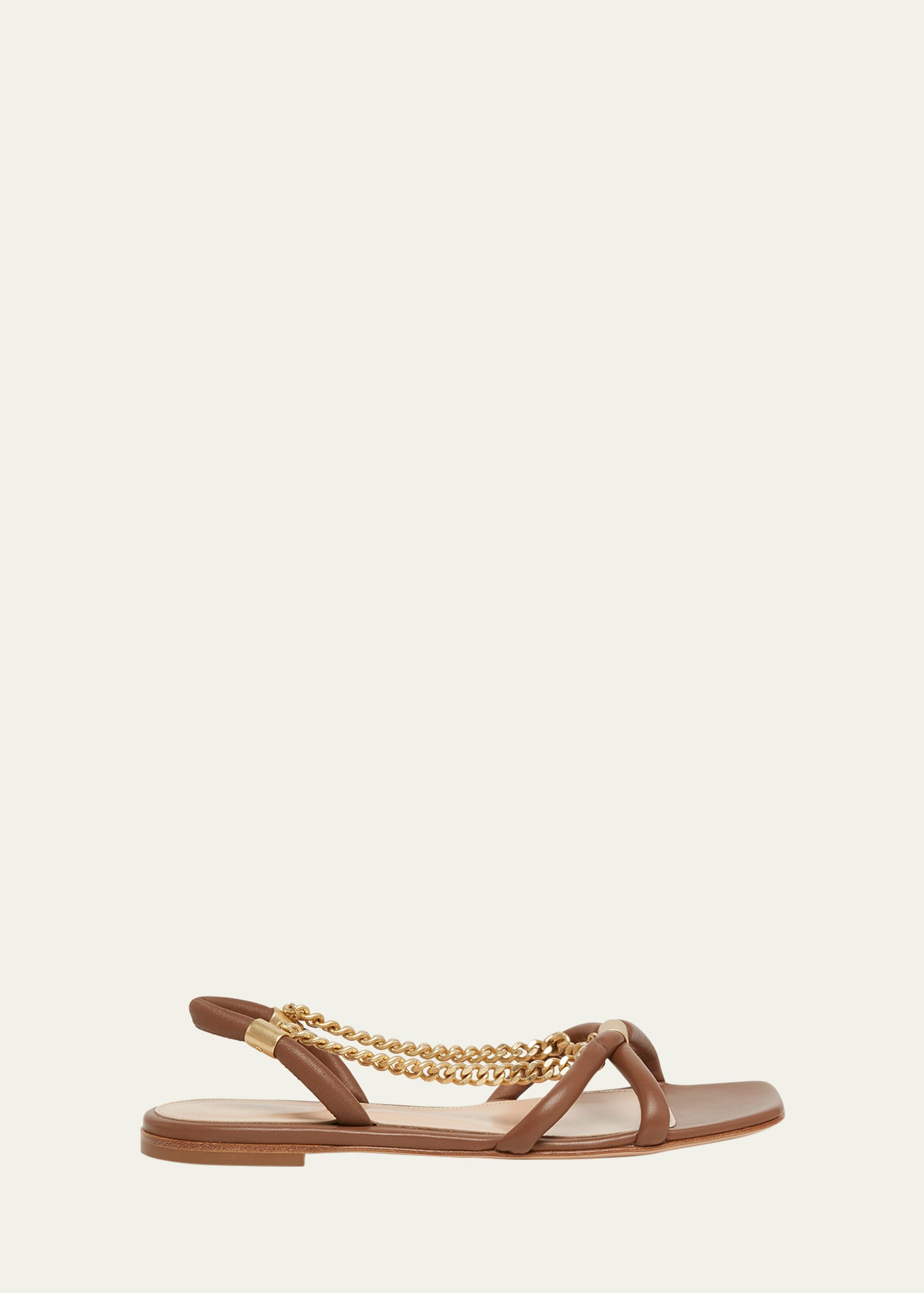 Gianvito Rossi Sylvie Lace-up Leather Flat Sandals In Cuoio