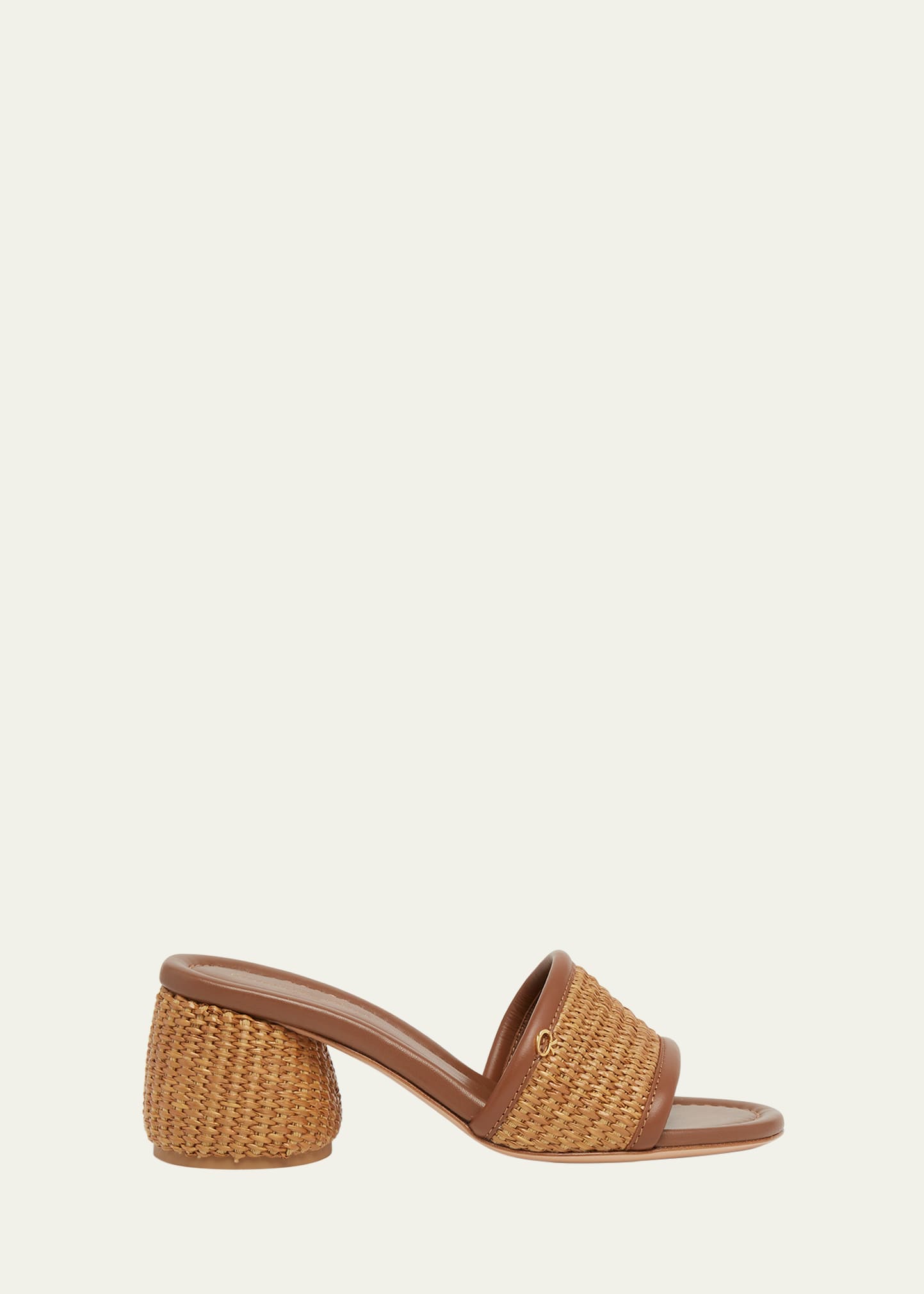 Gianvito Rossi Leather-trimmed Raffia Mules In Cuoio