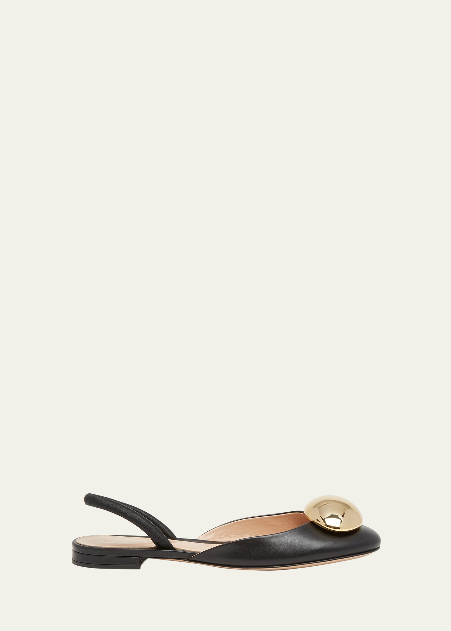 Gianvito Rossi Leather Dome Slingback Ballerina Flats In Black