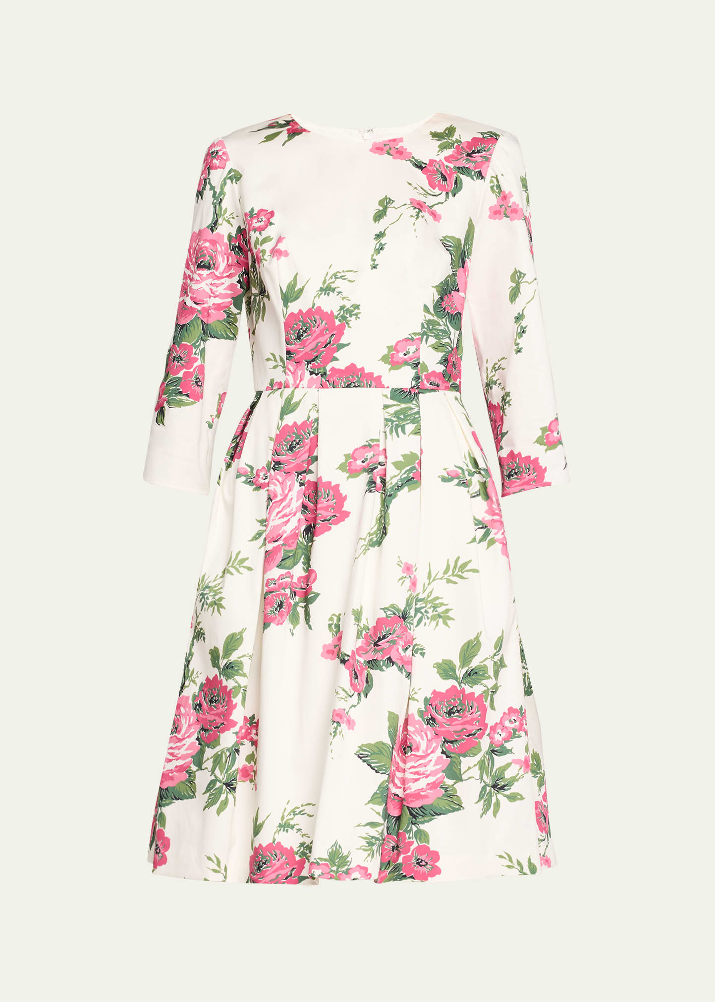 Carolina Herrera Floral Print Short Dress With Pockets In White Multi