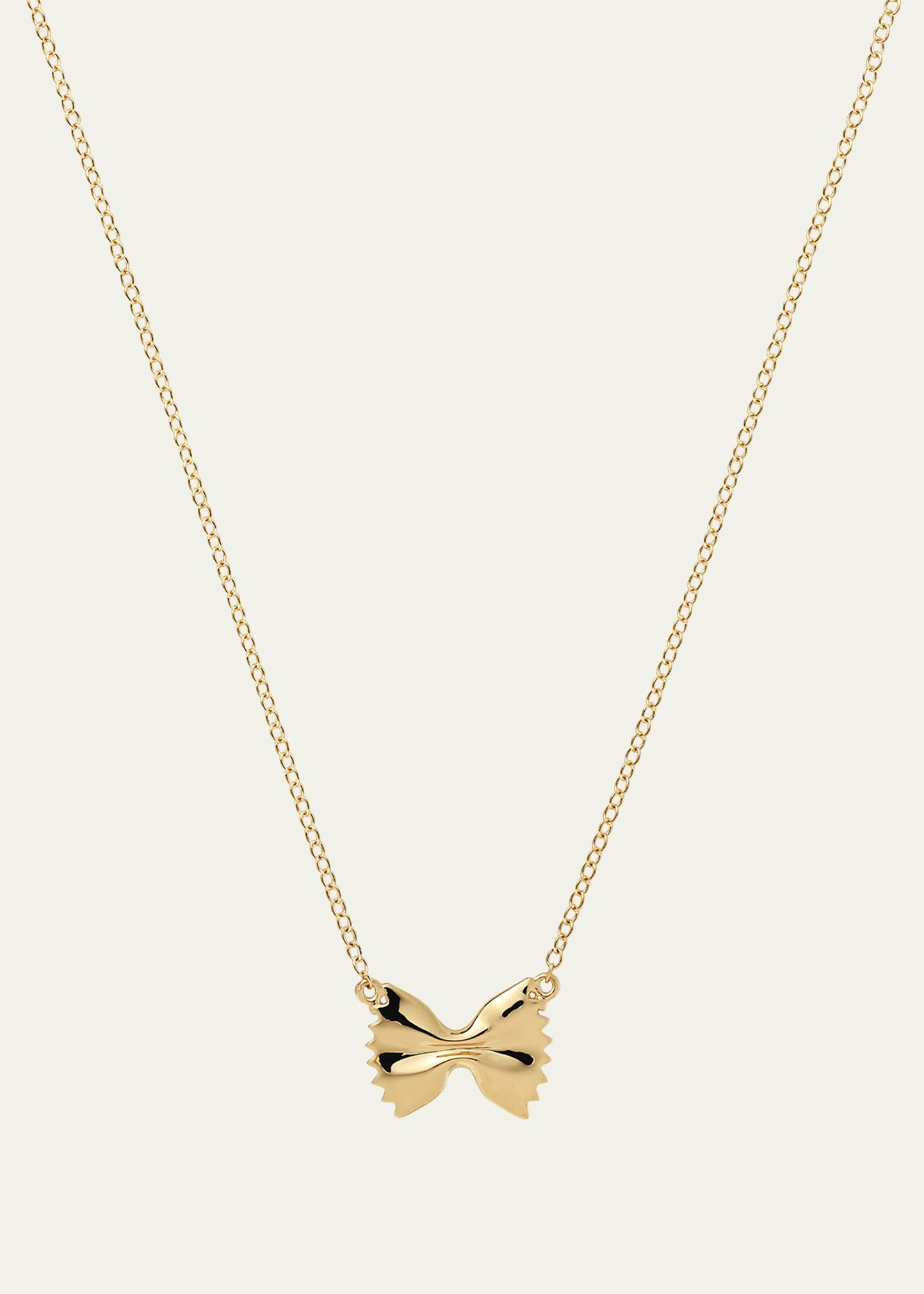 14K Yellow Gold Bowtie Pasta Station Necklace