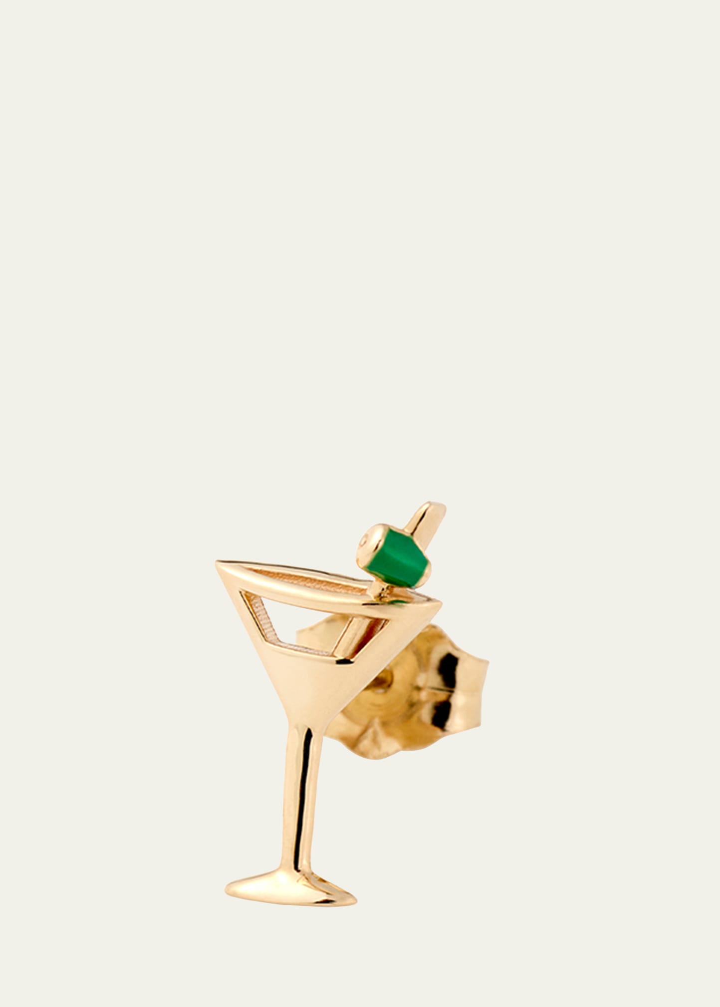 14K Yellow Gold Martini Stud Earring, Single