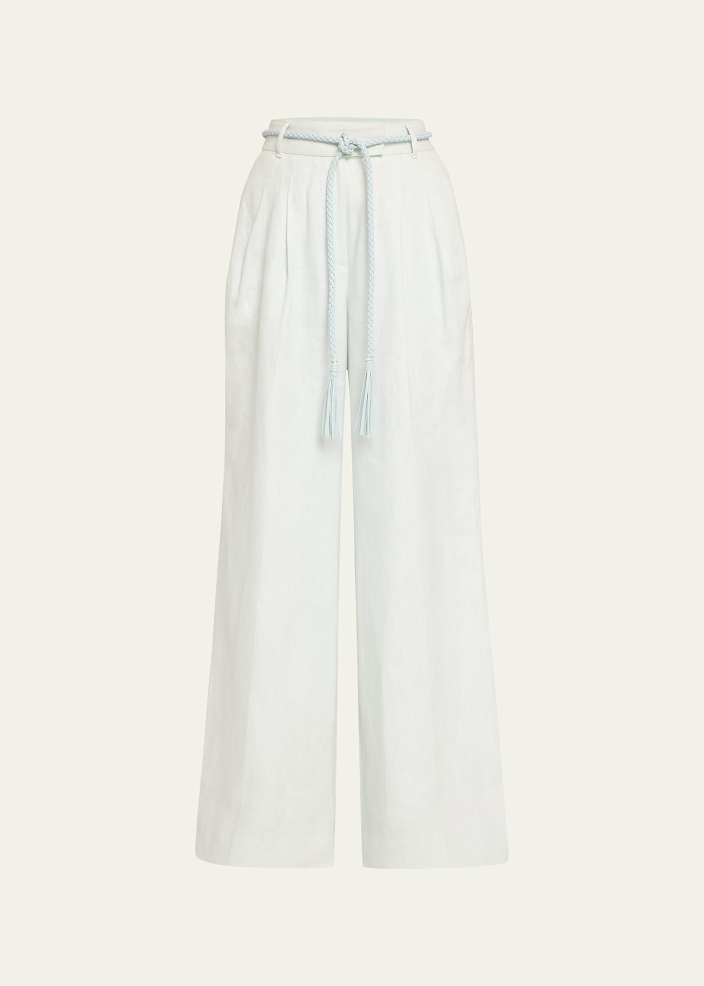 Shop Zimmermann Natura Wide-leg Linen Pants In Mint