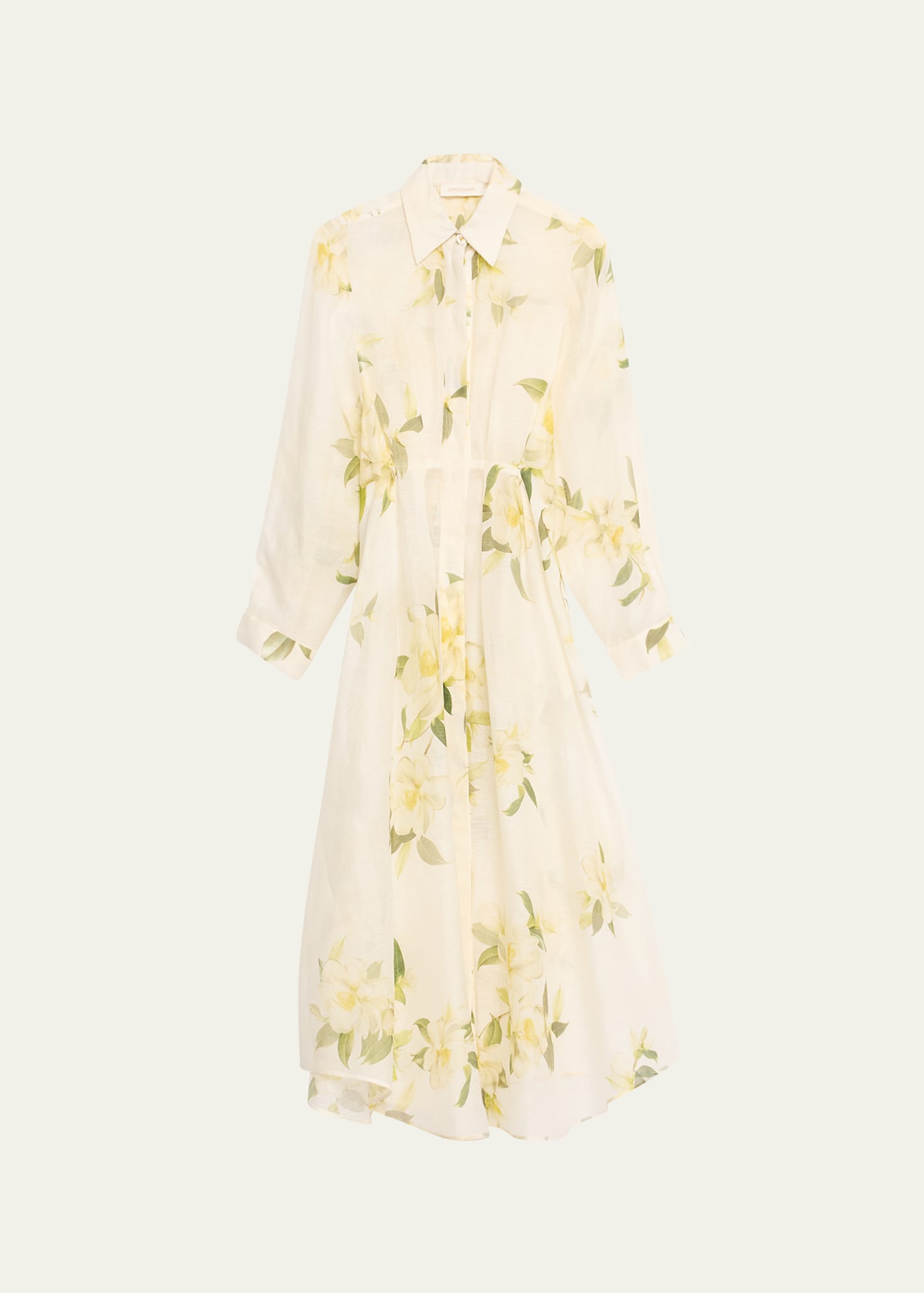 Zimmermann Harmony Floral Shirtdress In Ivory Magnolia